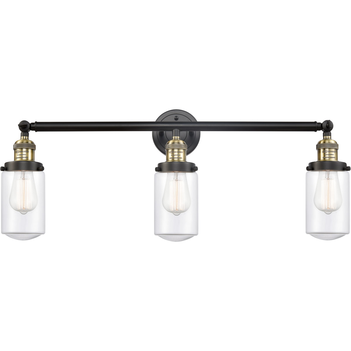 Franklin Restoration Dover 3 Light 31 inch Black Antique Brass Bath Vanity Light Wall Light in Clear Glass, Franklin Restoration