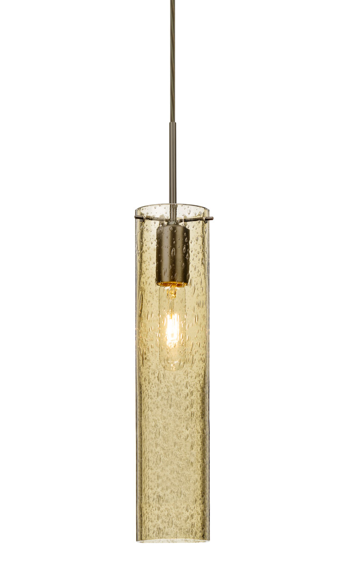 Juni 16 1 Light Bronze Pendant Ceiling Light in Gold Bubble Glass