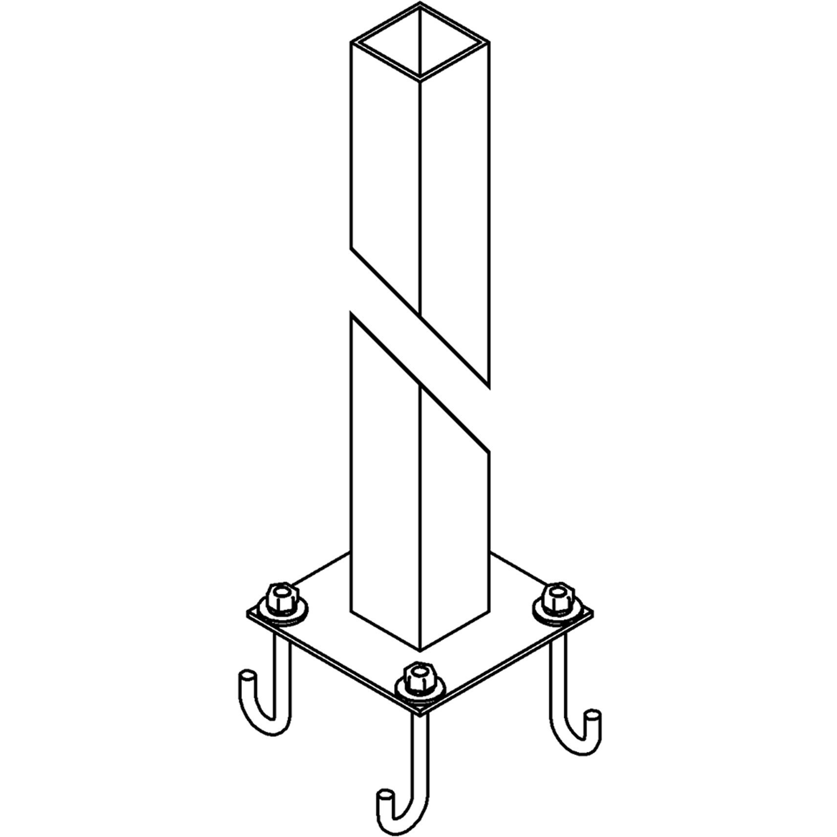 Square 71 inch Coastal Burnished Steel Outdoor Post, Square