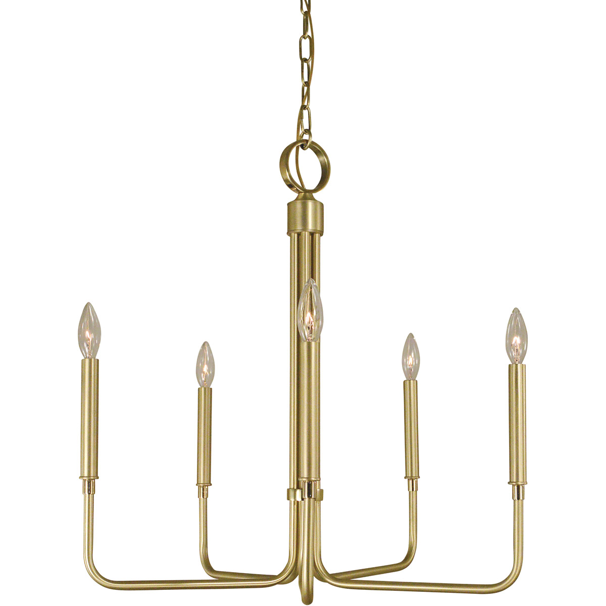 Lara 5 Light 24 inch Satin Brass with Polished Brass Accents Chandelier Ceiling Light in Satin Brass/Polished Brass