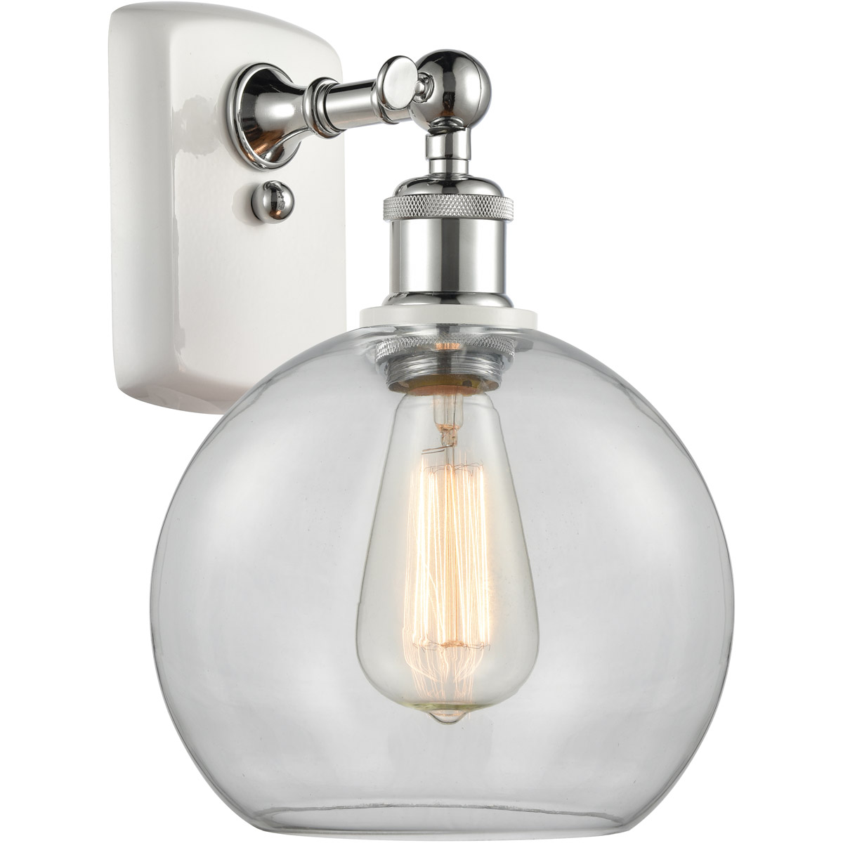 Ballston Athens 1 Light 8 inch White and Polished Chrome Sconce Wall Light in Clear Glass, Ballston