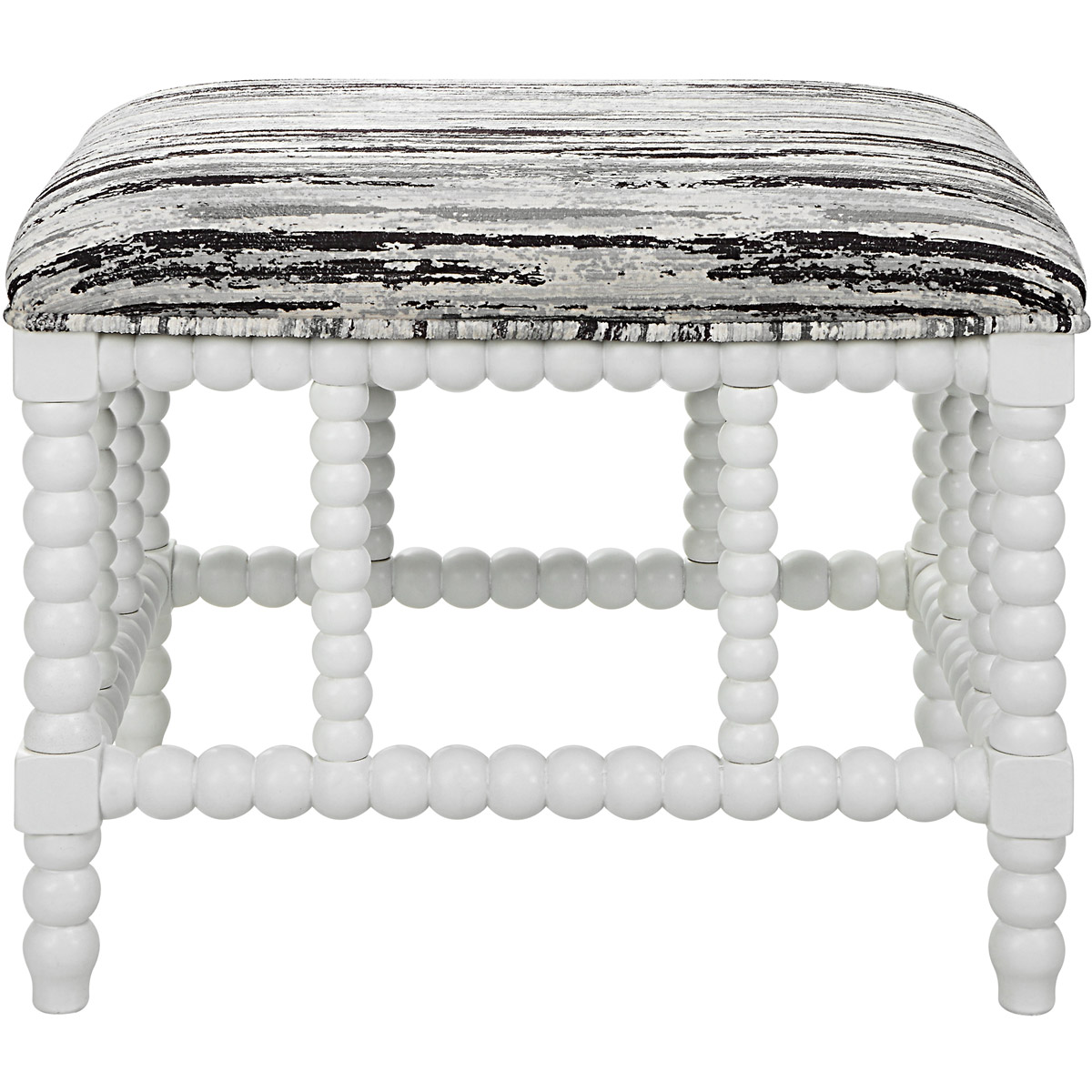 Seminoe Mottled Gray and Black Chenille with Matte White Bench