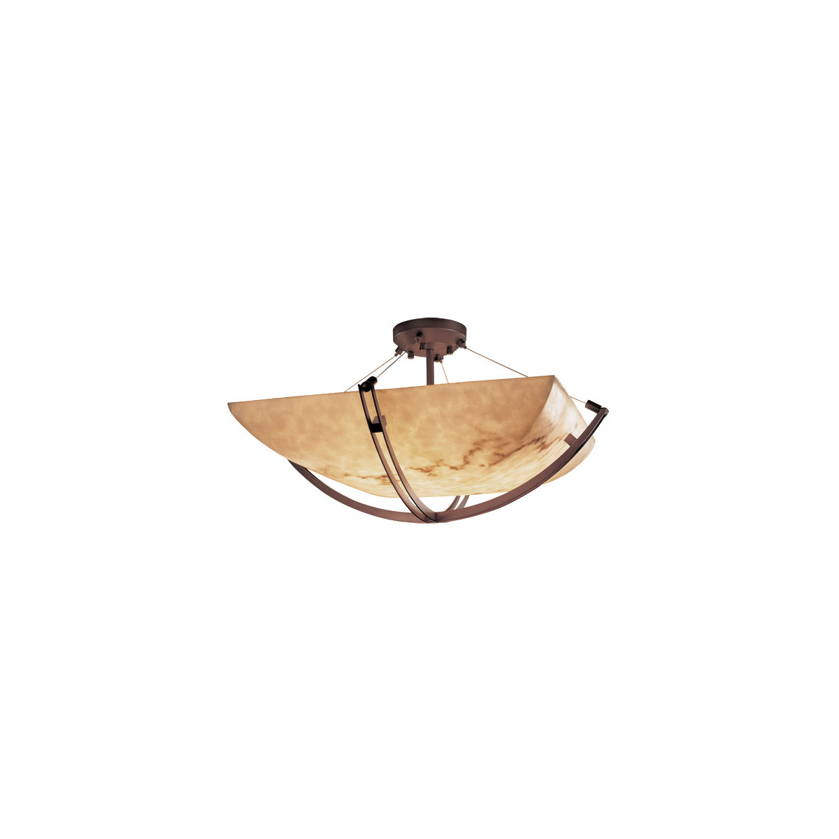 Lumenaria LED 28 inch Brushed Nickel Semi-Flush Ceiling Light in 5000 Lm LED, Round Bowl