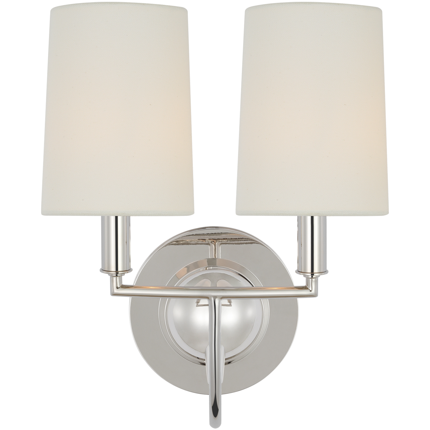 Thomas O'Brien Elkins 2 Light 10 inch Polished Nickel Double Sconce Wall Light in Linen