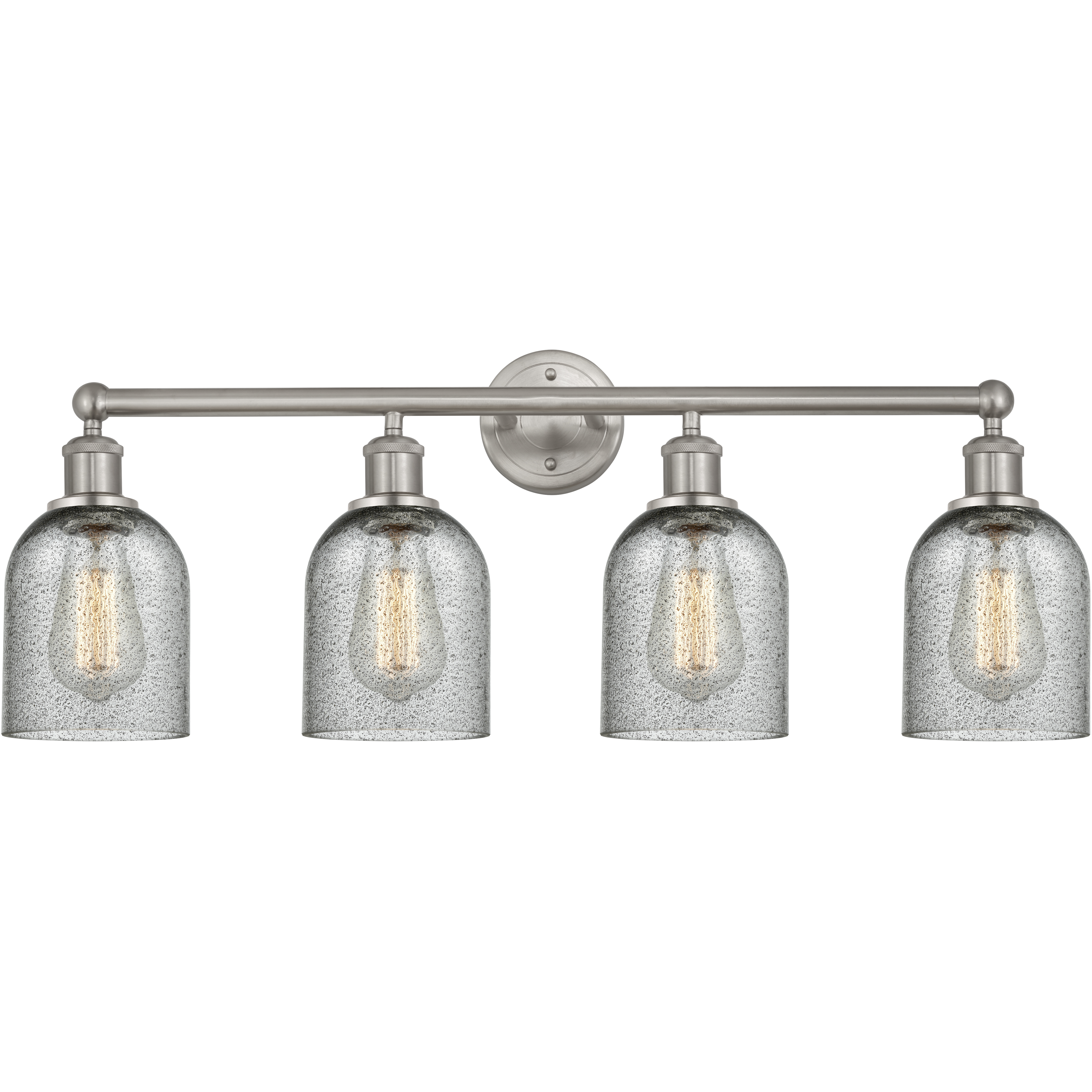 Edison Caledonia 4 Light 32 inch Brushed Satin Nickel Bath Vanity Light Wall Light in Charcoal Glass