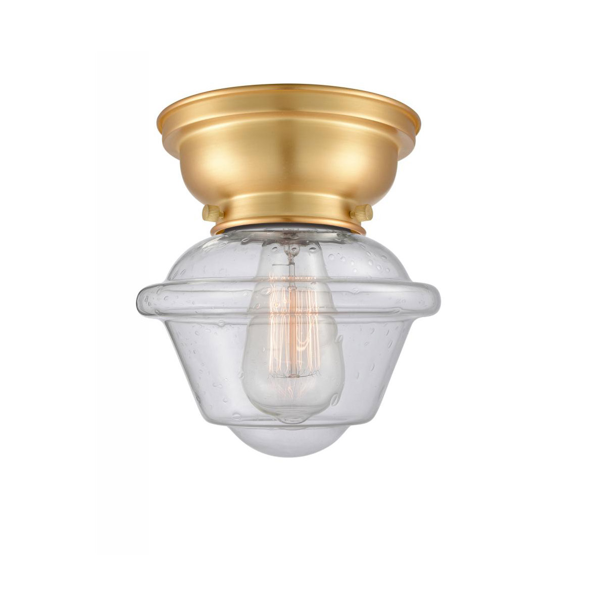 Aditi Small Bell 1 Light 6.25 inch Satin Gold Flush Mount Ceiling Light in Light Smoke Glass, Aditi