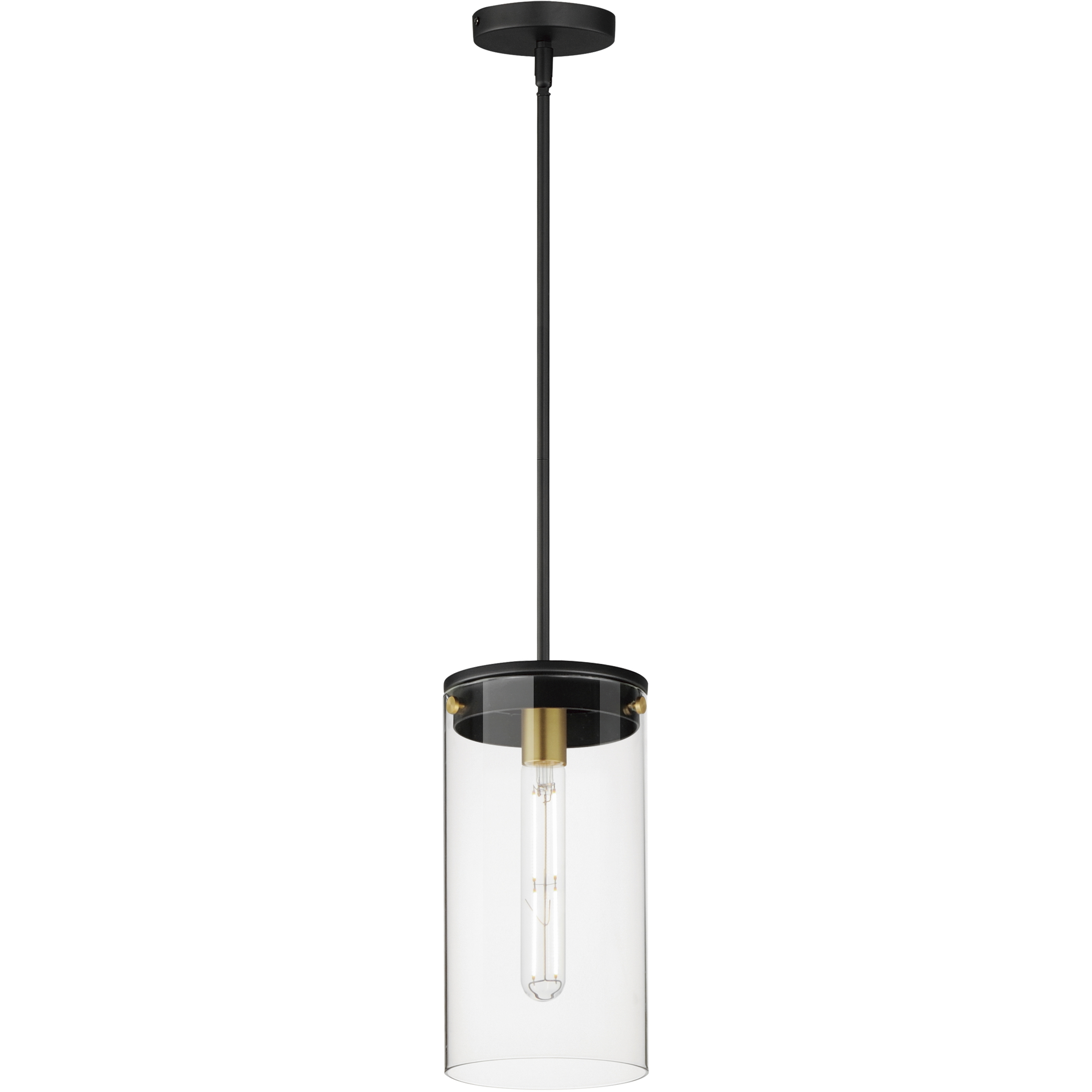 Pinn 1 Light 8 inch Black and Satin Brass Single Pendant Ceiling Light