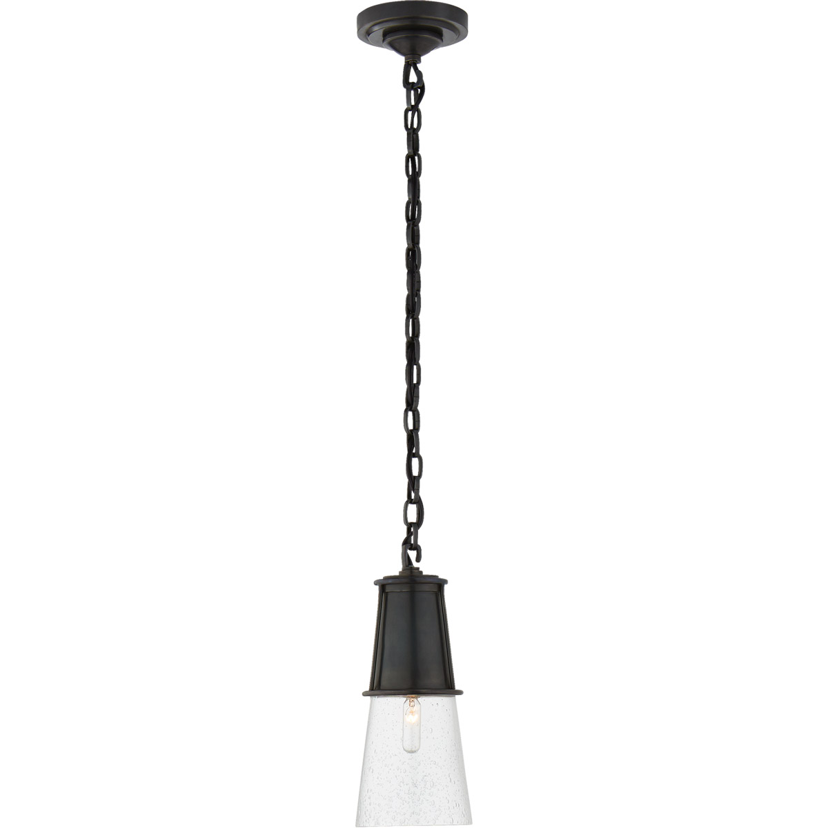 Thomas O'Brien Robinson 1 Light 4.75 inch Bronze Pendant Ceiling Light in Seeded Glass, Small
