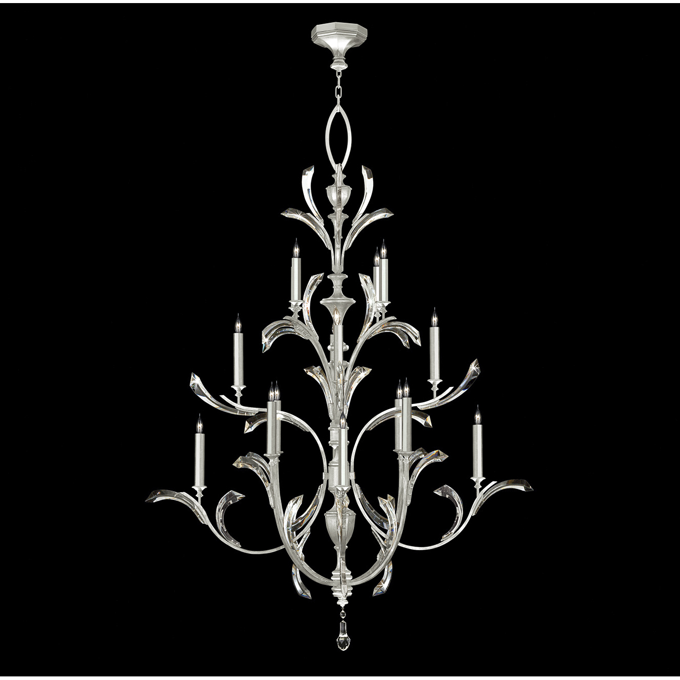 Beveled Arcs 16 Light 56 inch Silver Chandelier Ceiling Light