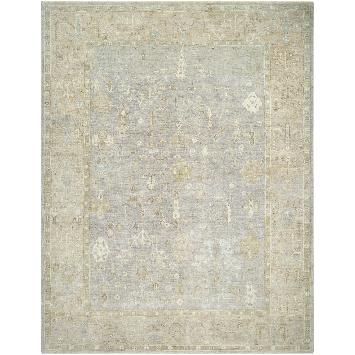 Normandy 156 X 108 inch Warm Grey / Pearl / Light Silver Handmade Rug in 9 x 13