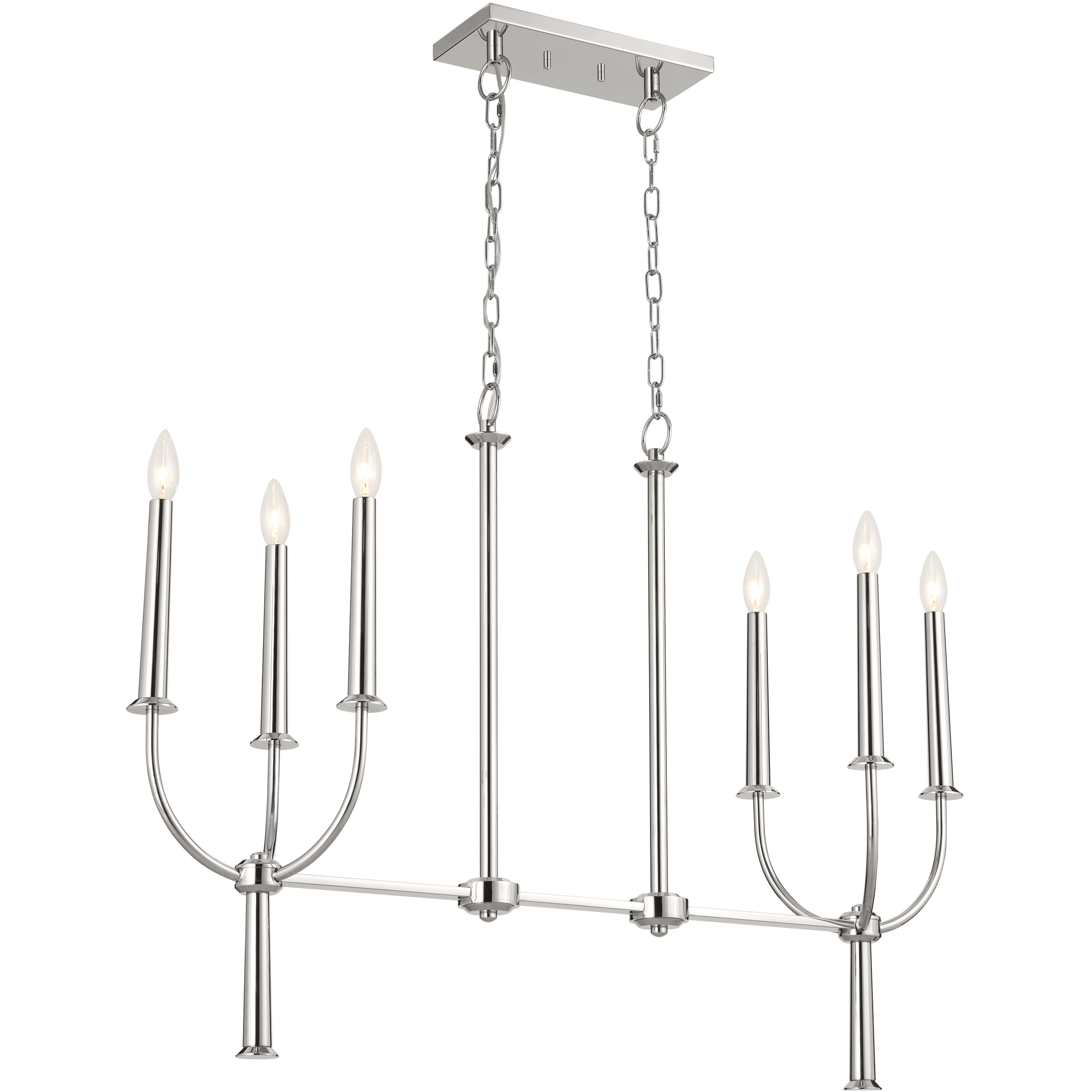 Florence 6 Light 10 inch Polished Nickel Chandelier Linear Ceiling Light