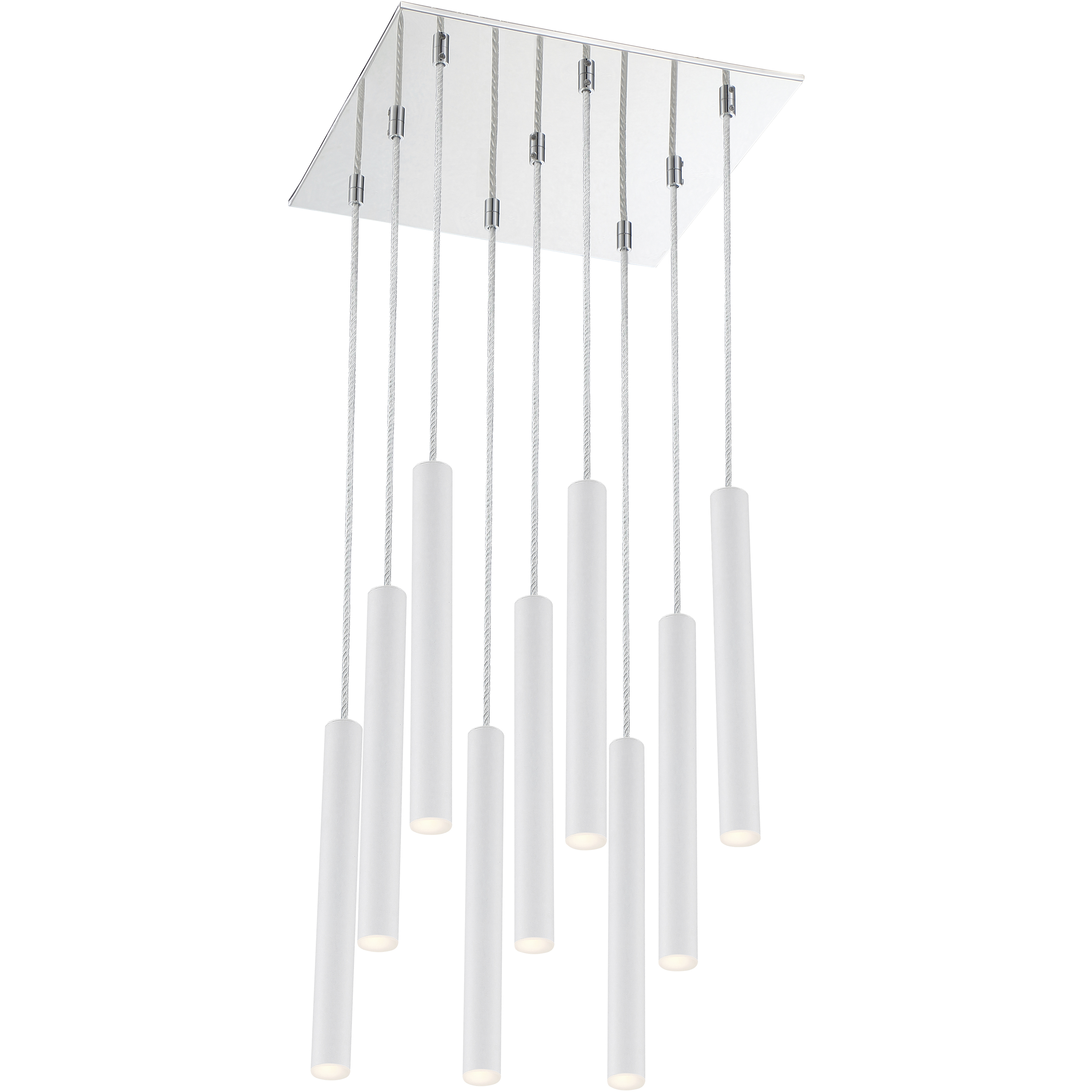 Forest LED 14 inch Chrome Chandelier Ceiling Light in Matte White Steel