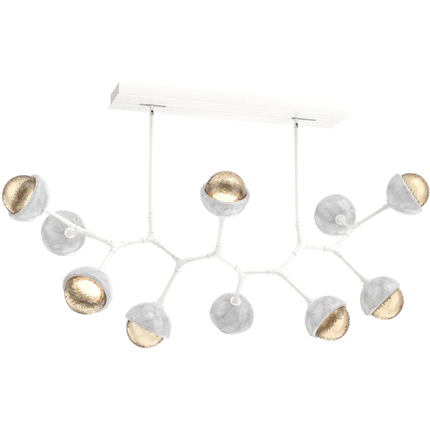 Cabochon LED 56.1 inch Salt White with White Marble Pendant Ceiling Light in 3000K LED, Amber, Modern Branch