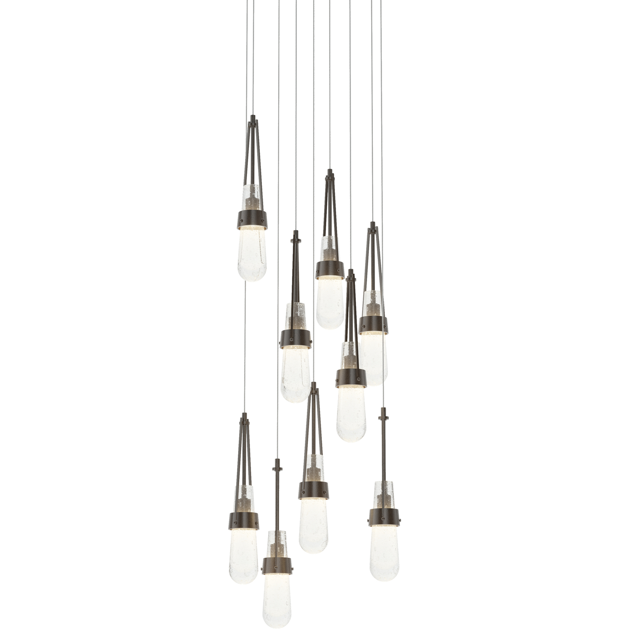 Link 9 Light 20.5 inch Oil Rubbed Bronze Pendant Ceiling Light in Clear Bubble, Long