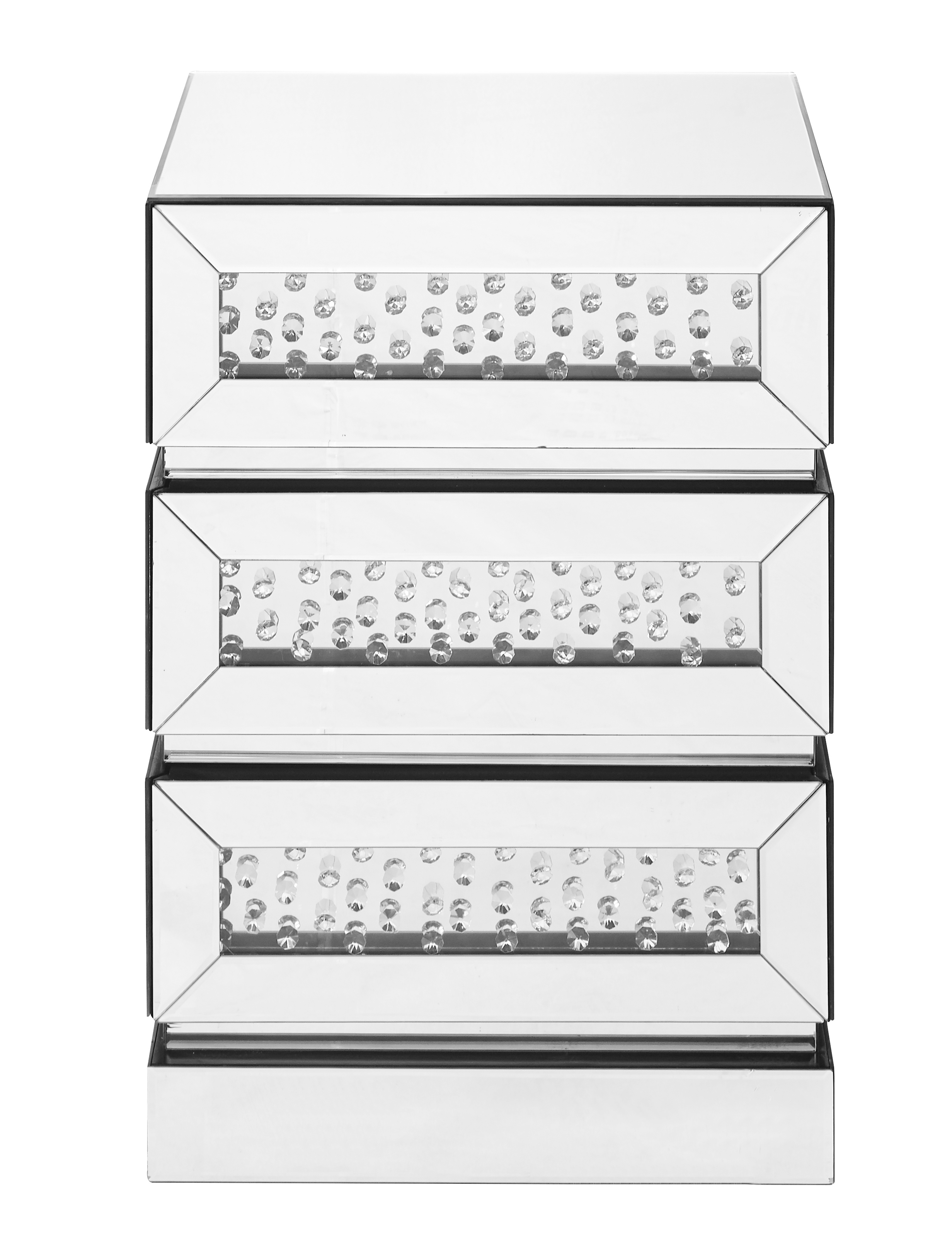 Modern 26 X 18 inch Clear Mirror and Crystal Bedside Table