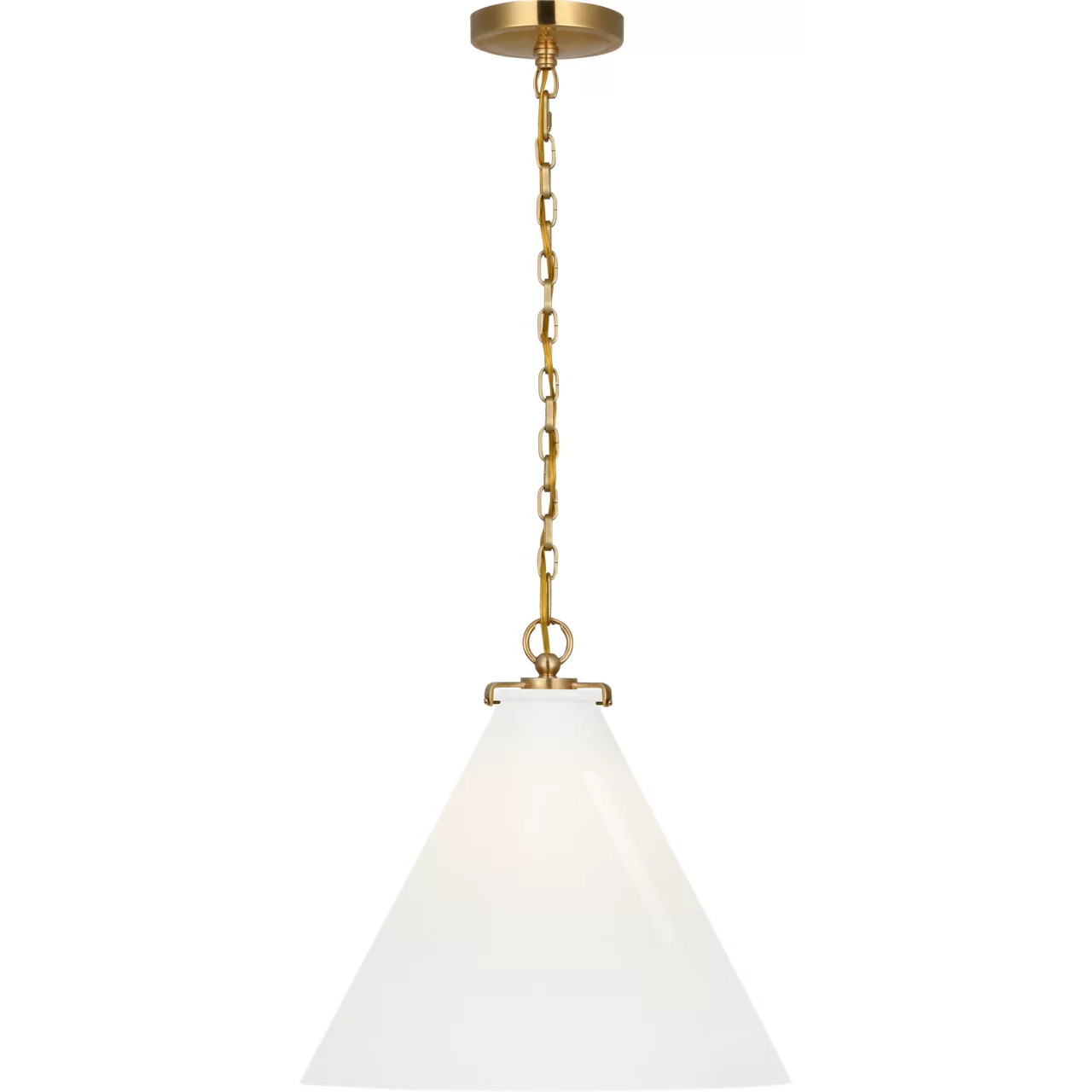 Thomas O'Brien Katie6 1 Light 15.75 inch Hand-Rubbed Antique Brass Conical Pendant Ceiling Light in White Glass