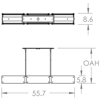 Textured Glass 6 Light 55.7 inch Burnished Bronze Linear Pendant Ceiling Light in Bronze Granite, E26 Incandescent