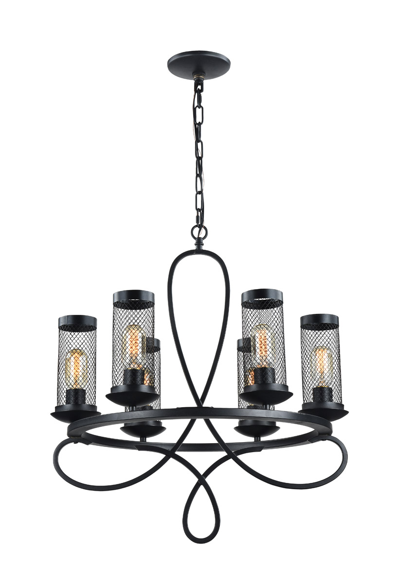 Zeev Lighting CD10111/6/RCBK Kenosha 6 Light 23.25 inch Rustic Black