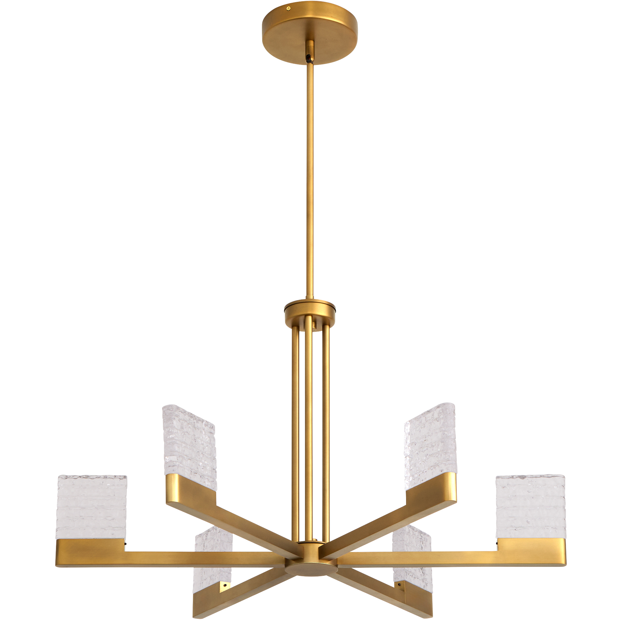 Gamma 6 Light 30 inch Brushed Brass Chandelier Ceiling Light