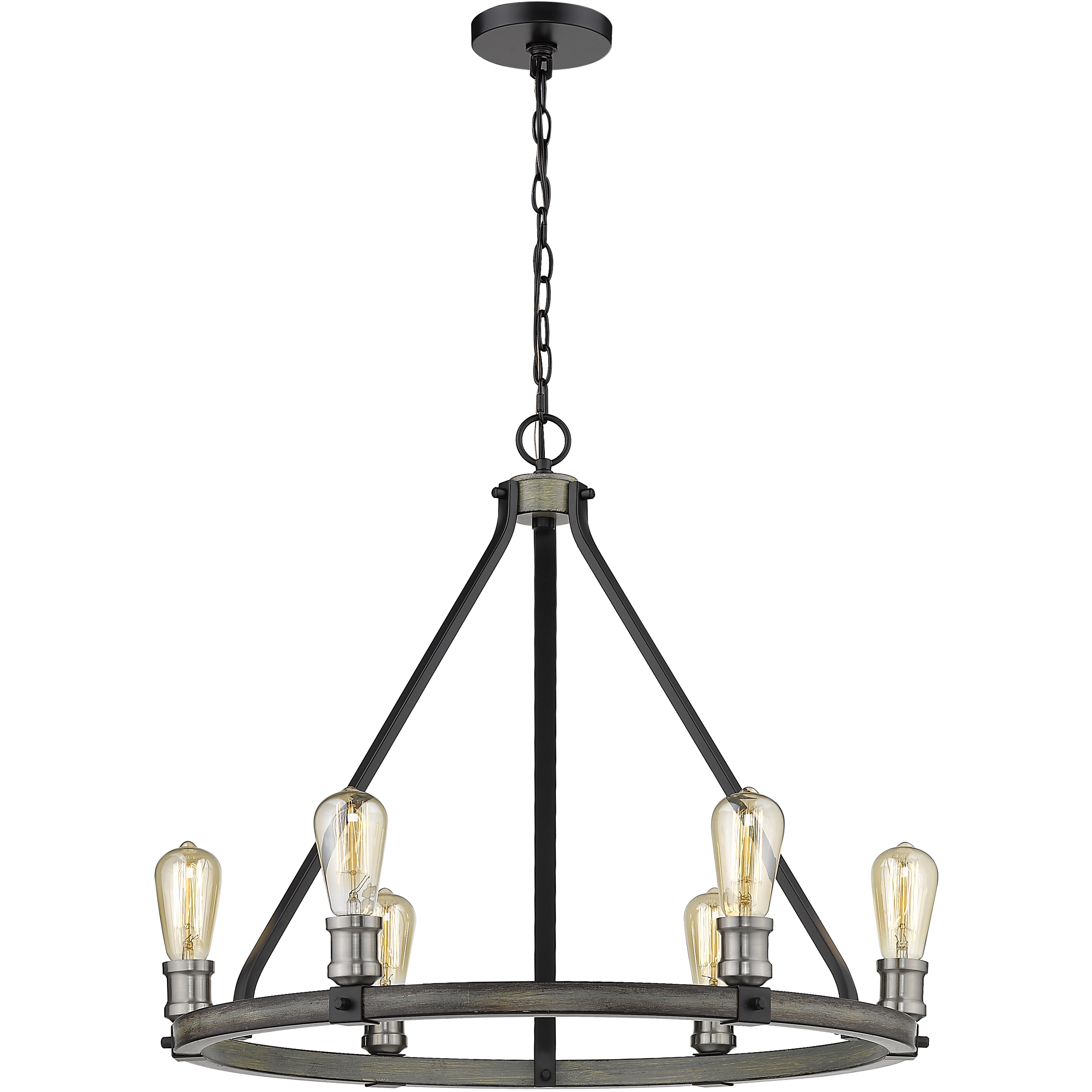 Kirkland 6 Light 25 inch Ashen Barnboard Chandelier Ceiling Light