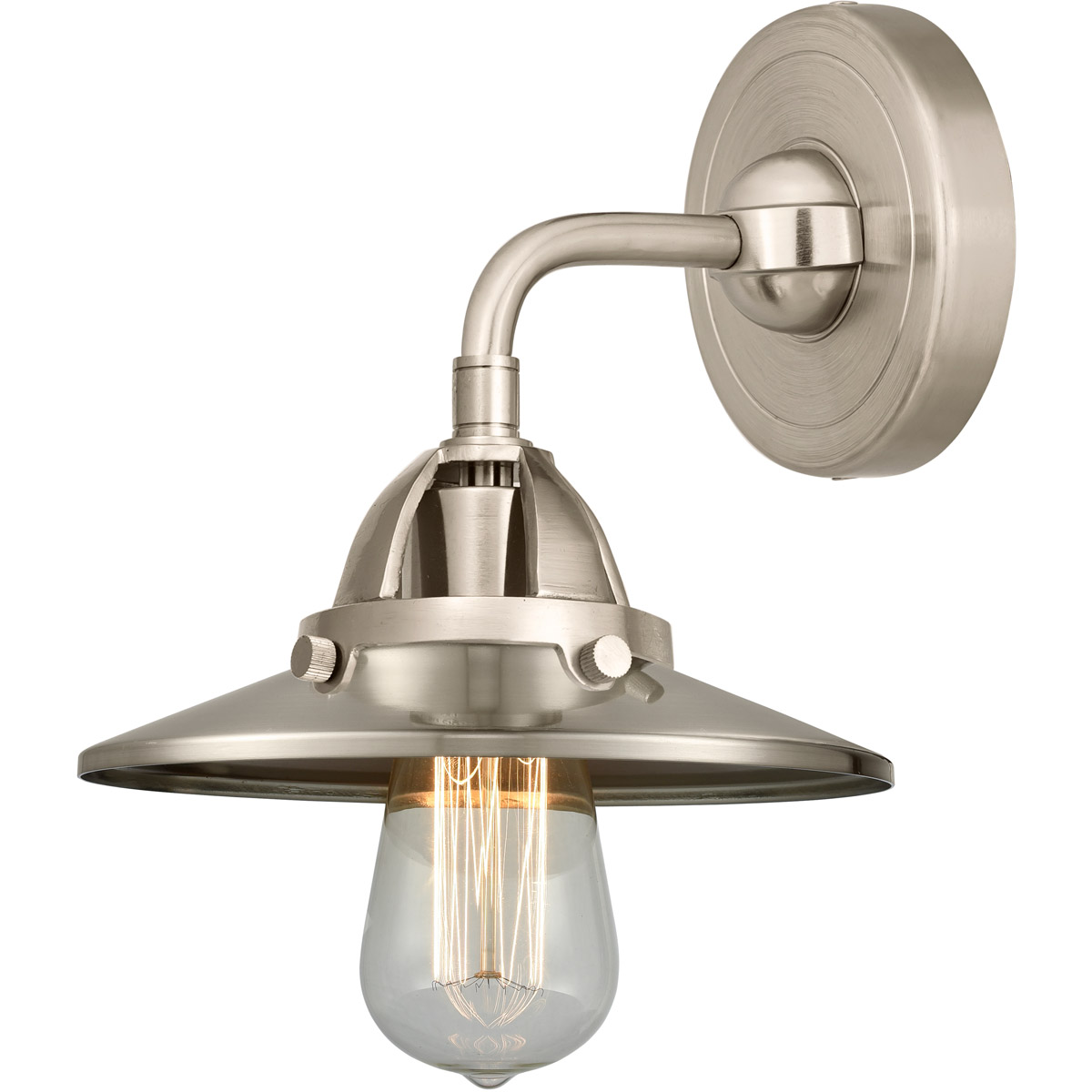 Nouveau 2 Railroad 1 Light 8 inch Brushed Satin Nickel Sconce Wall Light