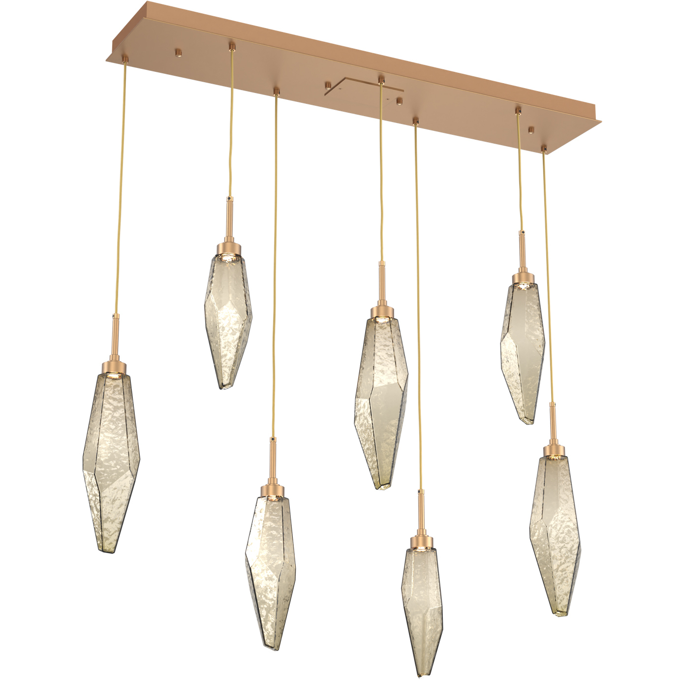 Rock Crystal LED 44 inch Novel Brass Linear Pendant Ceiling Light in 3000K LED, Chilled Bronze, Multi-Port