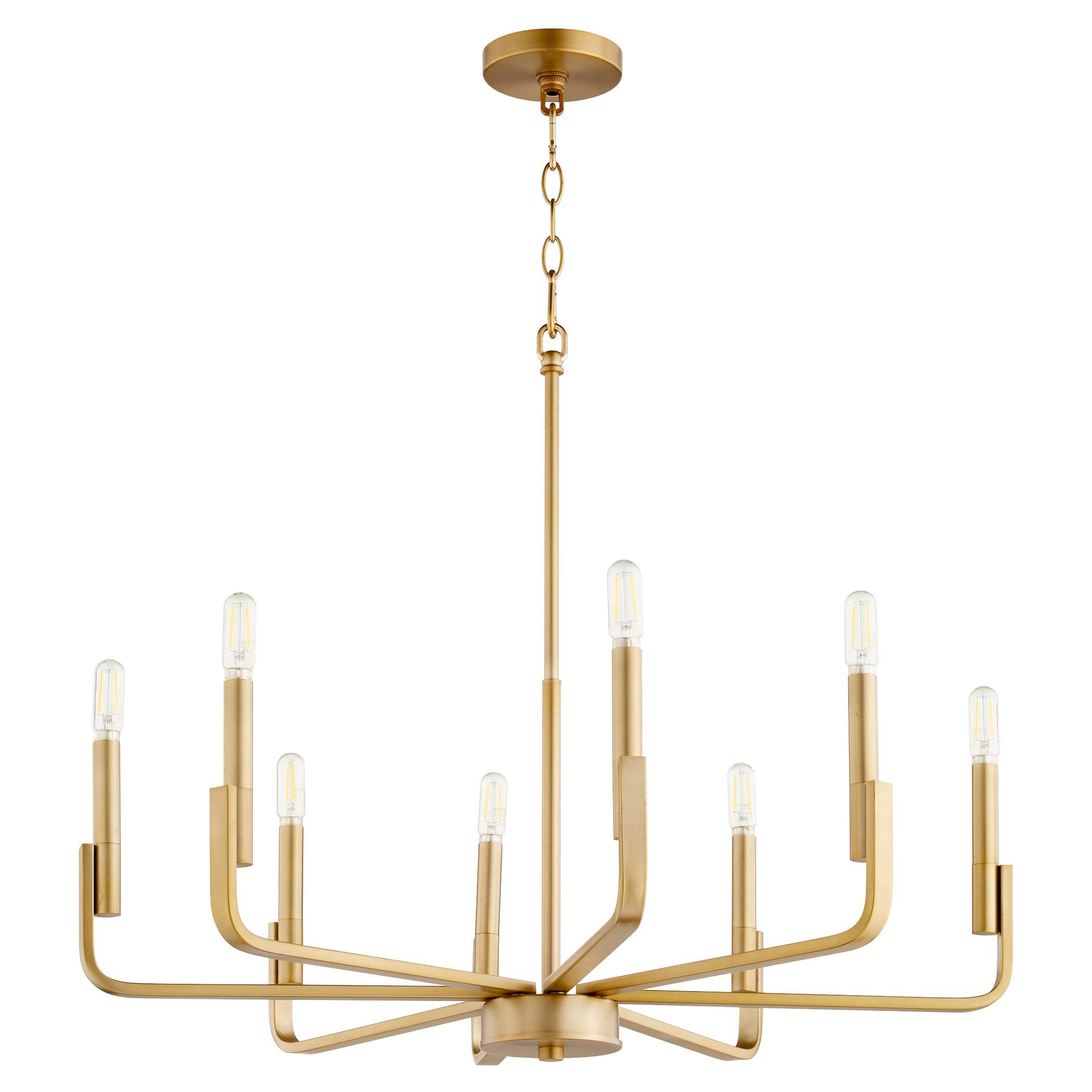 Tempo 8 Light 28.75 inch Aged Brass Chandelier Ceiling Light
