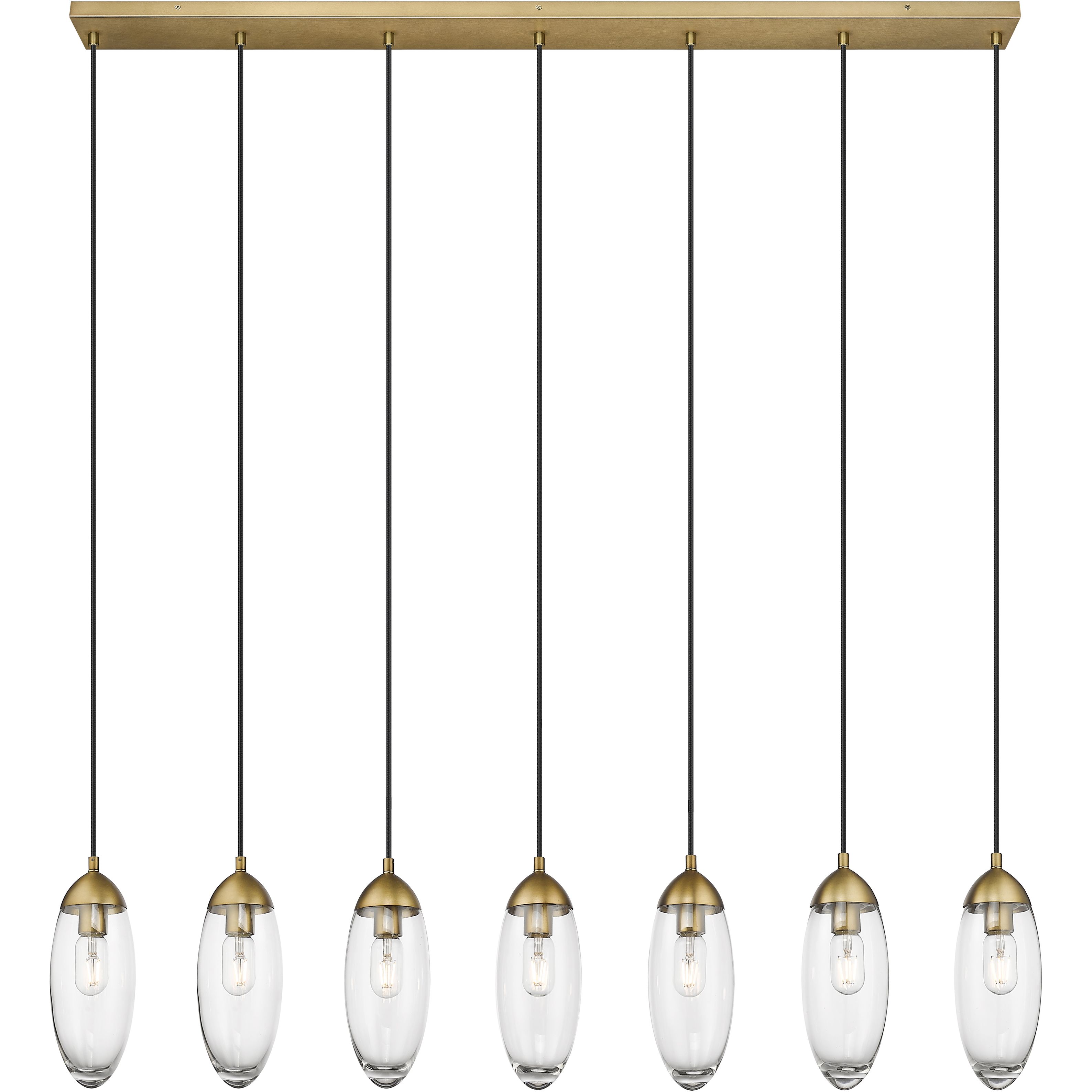Arden 7 Light 54 inch Rubbed Brass Linear Chandelier Ceiling Light