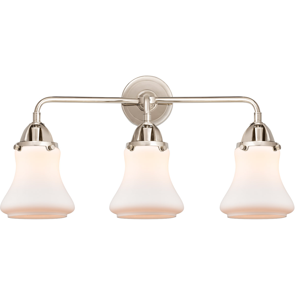 Nouveau 2 Bellmont 3 Light 24 inch Polished Nickel Bath Vanity Light Wall Light in Matte White Glass