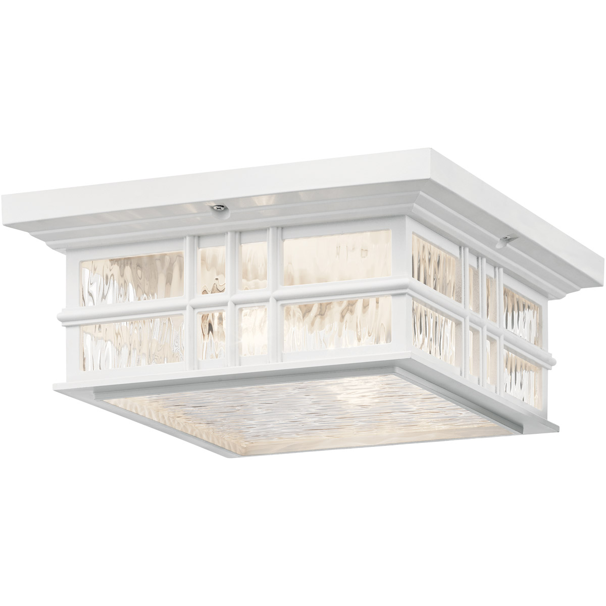Beacon Square 2 Light 12 inch White Outdoor Flush & Semi Flush Mt
