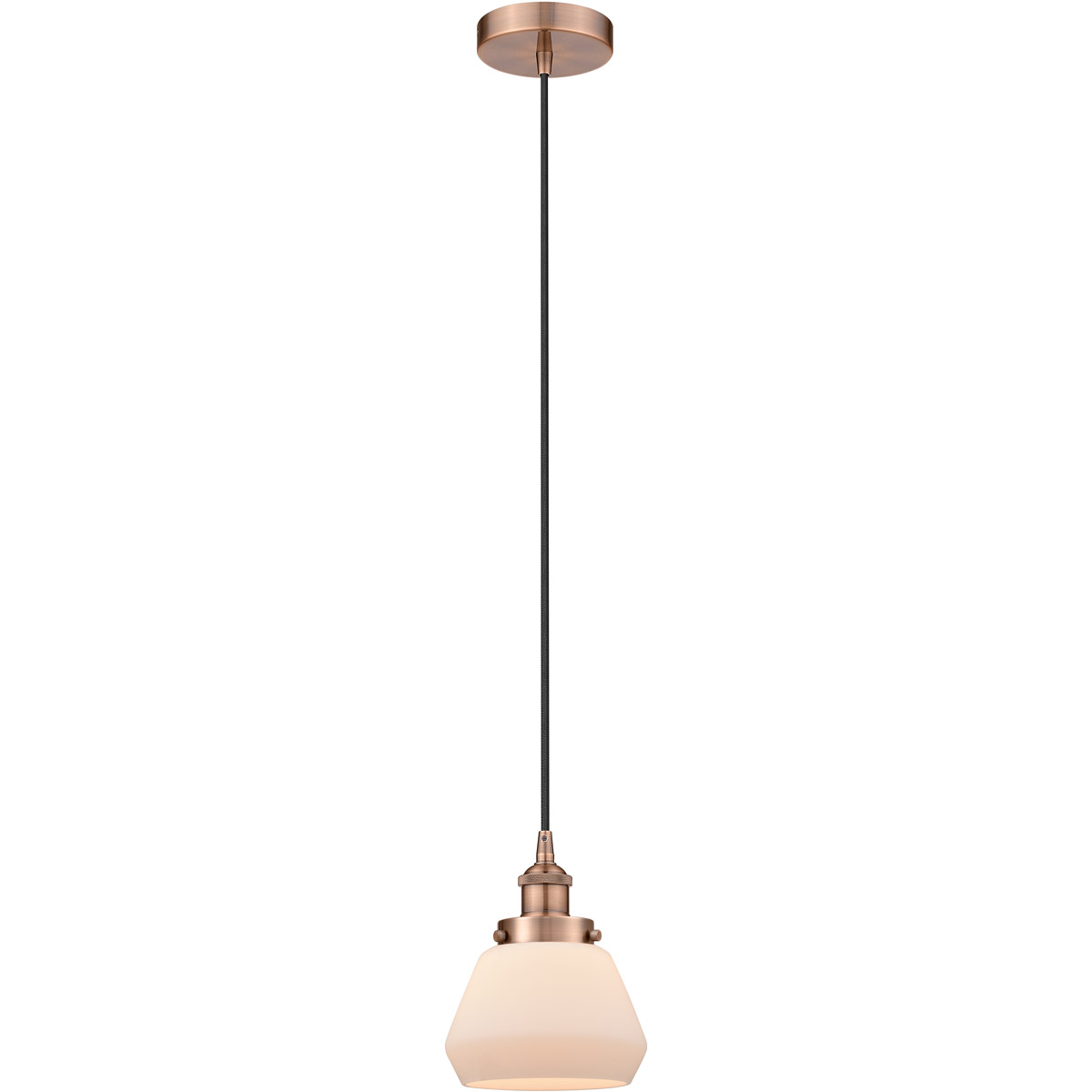 Edison Fulton 1 Light 7 inch Antique Copper Mini Pendant Ceiling Light