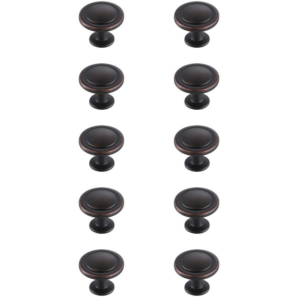 Logyn Oil-Rubbed Bronze Hardware Cabinet Knob, Set of 10