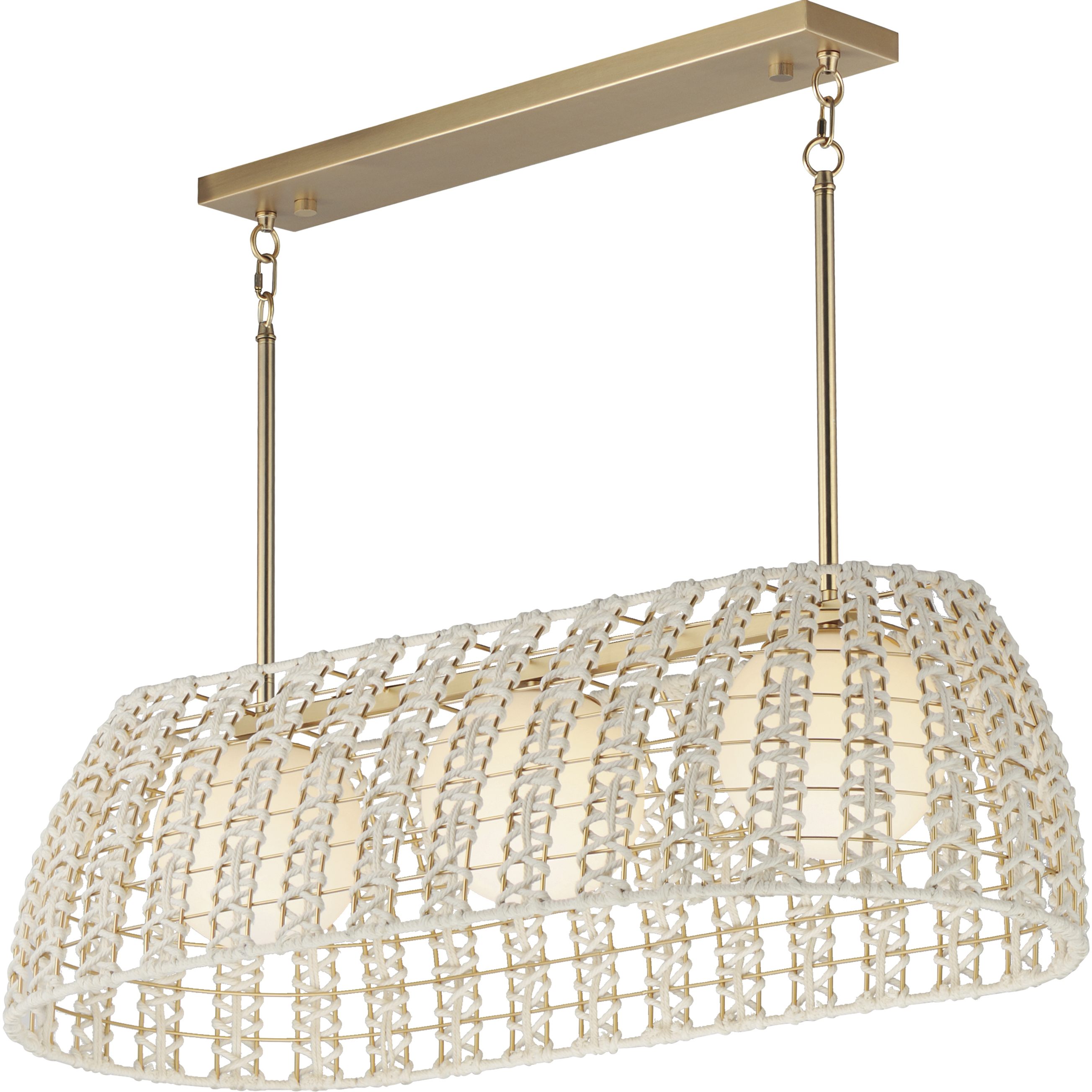 Macrame 3 Light 43.75 inch Gold Linear Pendant Ceiling Light