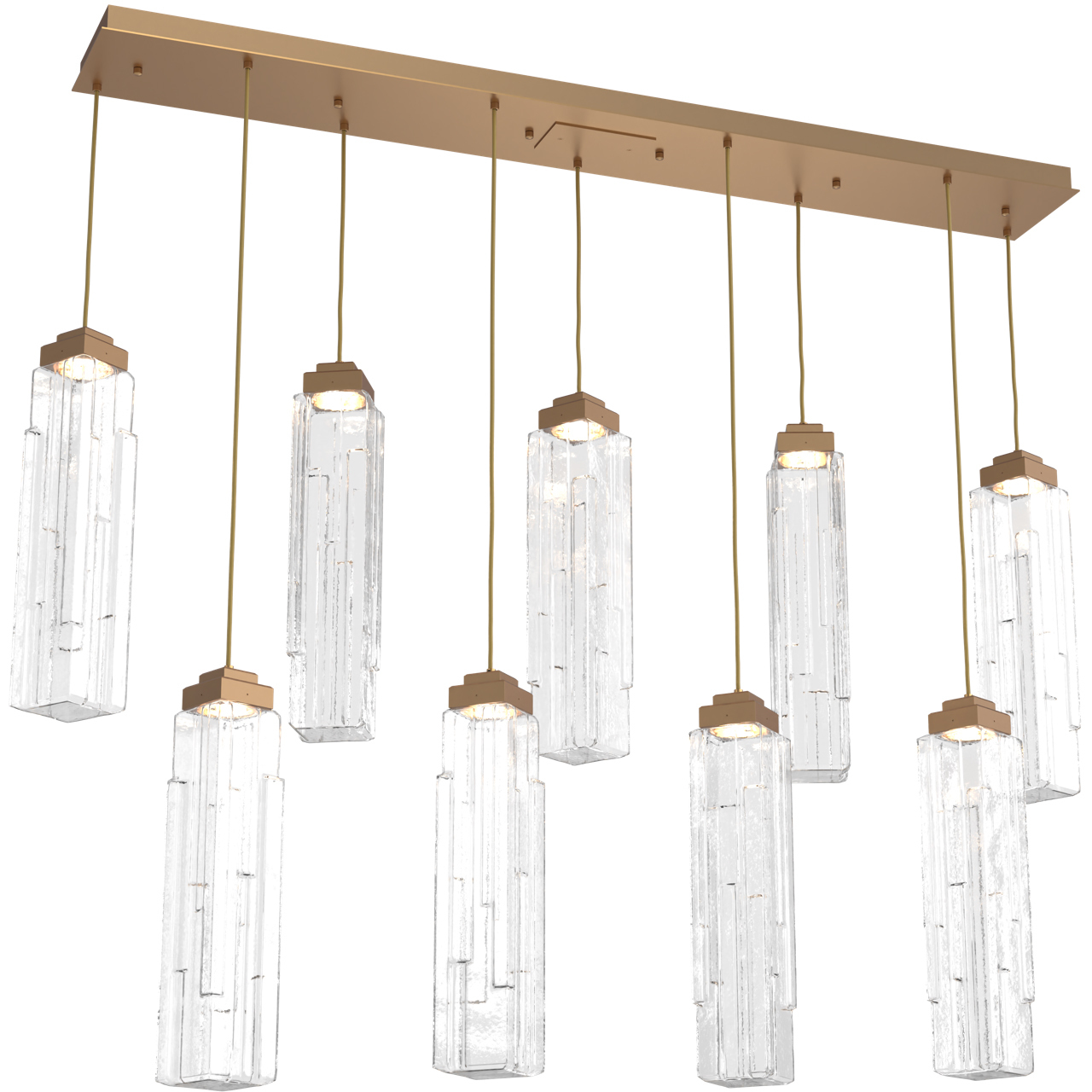 Ledgestone LED Novel Brass Linear Pendant Ceiling Light in 2700K LED, Multi-Pendant