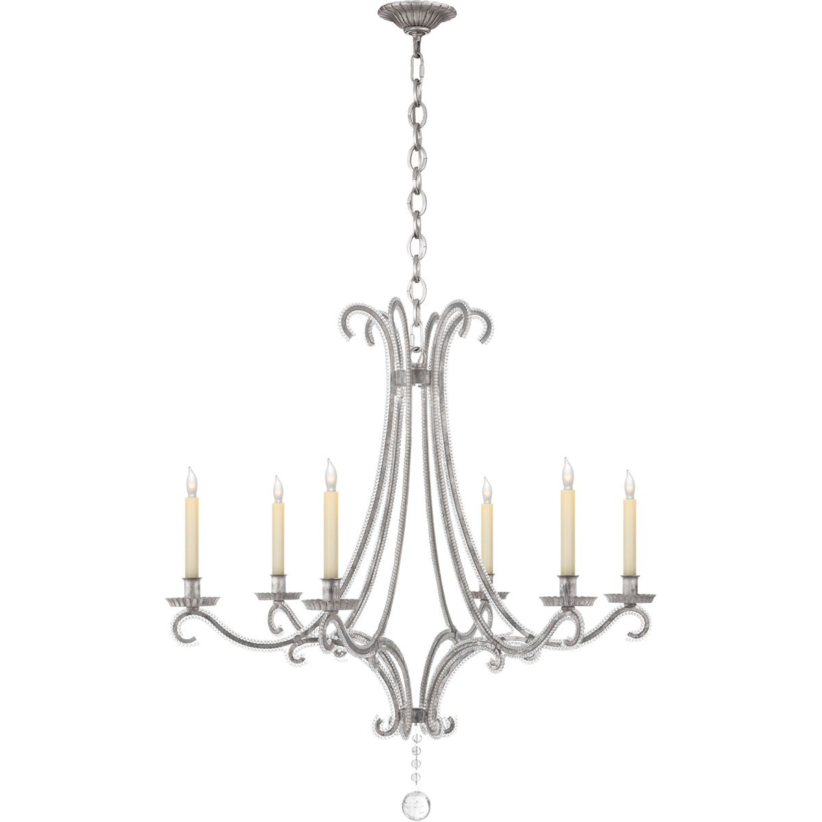 Chapman & Myers Oslo 6 Light 32.75 inch Burnished Silver Leaf Chandelier Ceiling Light, Medium
