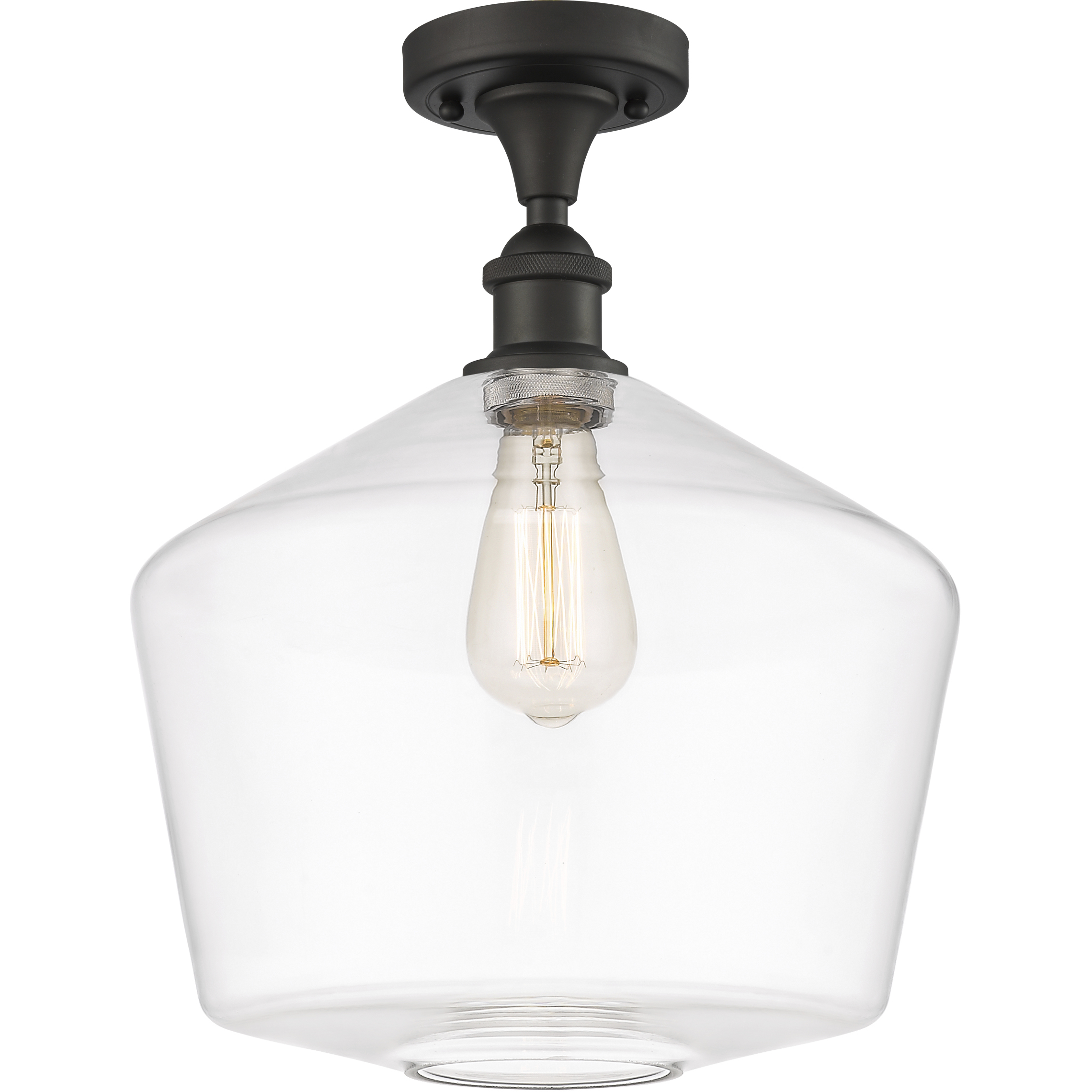 Edison Cindyrella 1 Light 12 inch Oil Rubbed Bronze Semi-Flush Mount Ceiling Light in Clear Glass