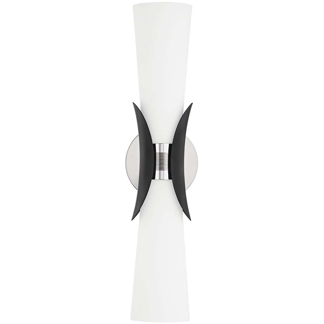 Muncie 2 Light 5 inch Polished Nickel/Soft Black Wall Sconce Wall Light in Polished Nickel/Black