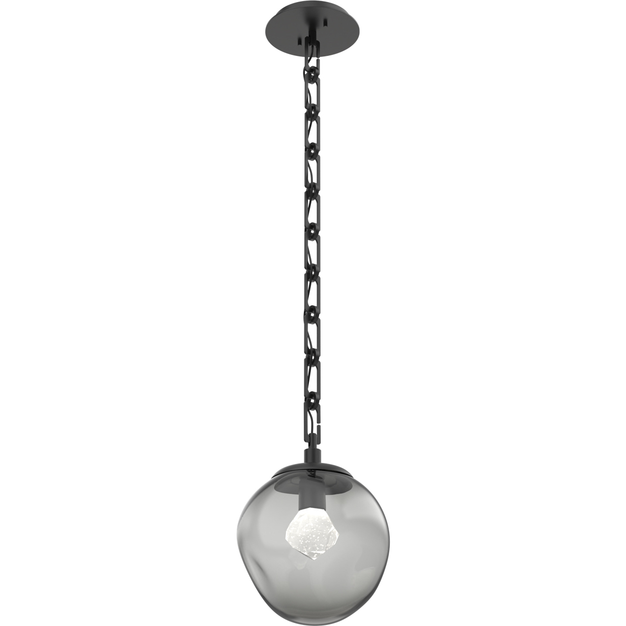 Aster LED 9.7 inch Matte Black Pendant Ceiling Light in 3000K LED, Smoke, Rectangular Chain
