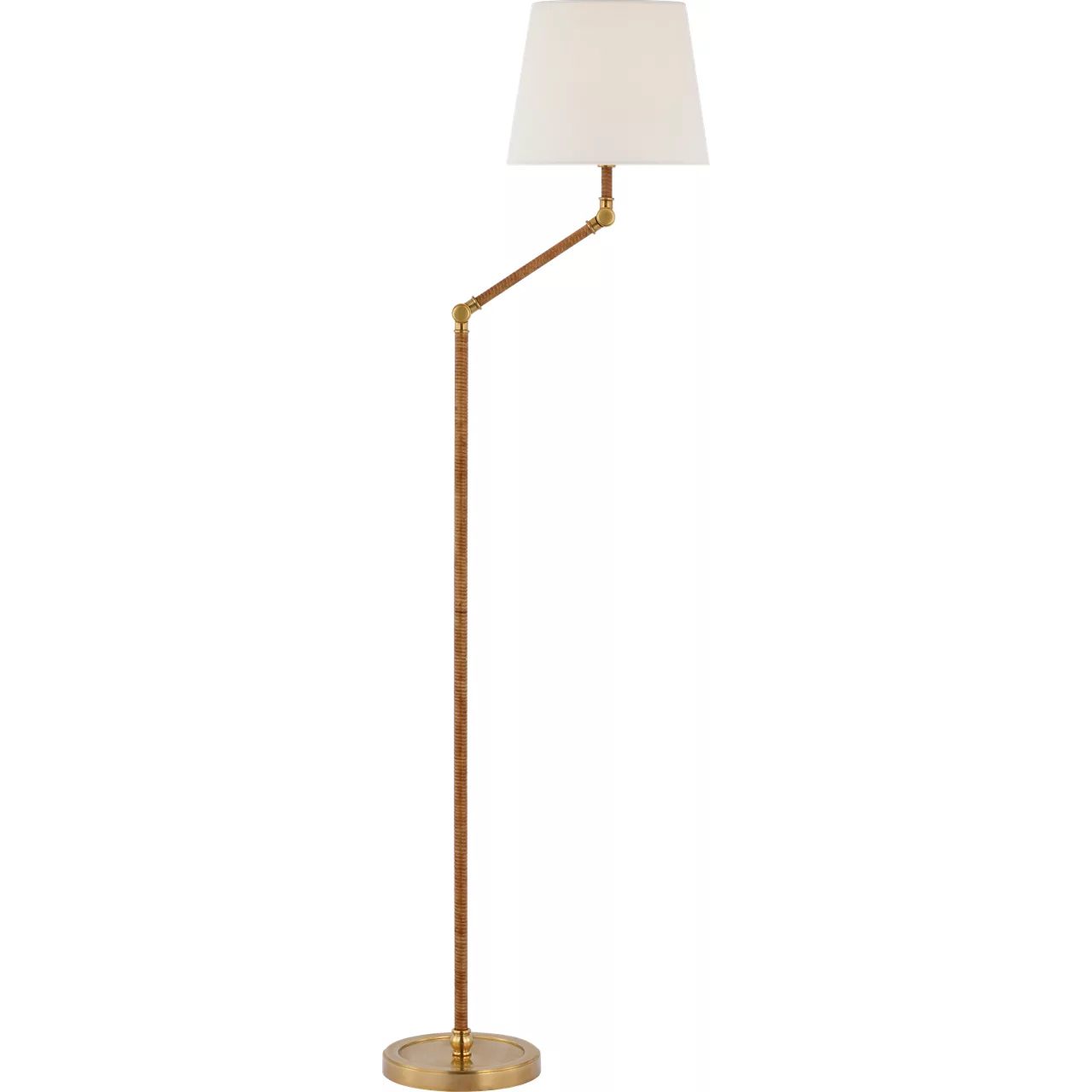Chapman & Myers Basden 52 inch 15 watt Antique-Burnished Brass and Natural Rattan Bridge Arm Floor Lamp Portable Light