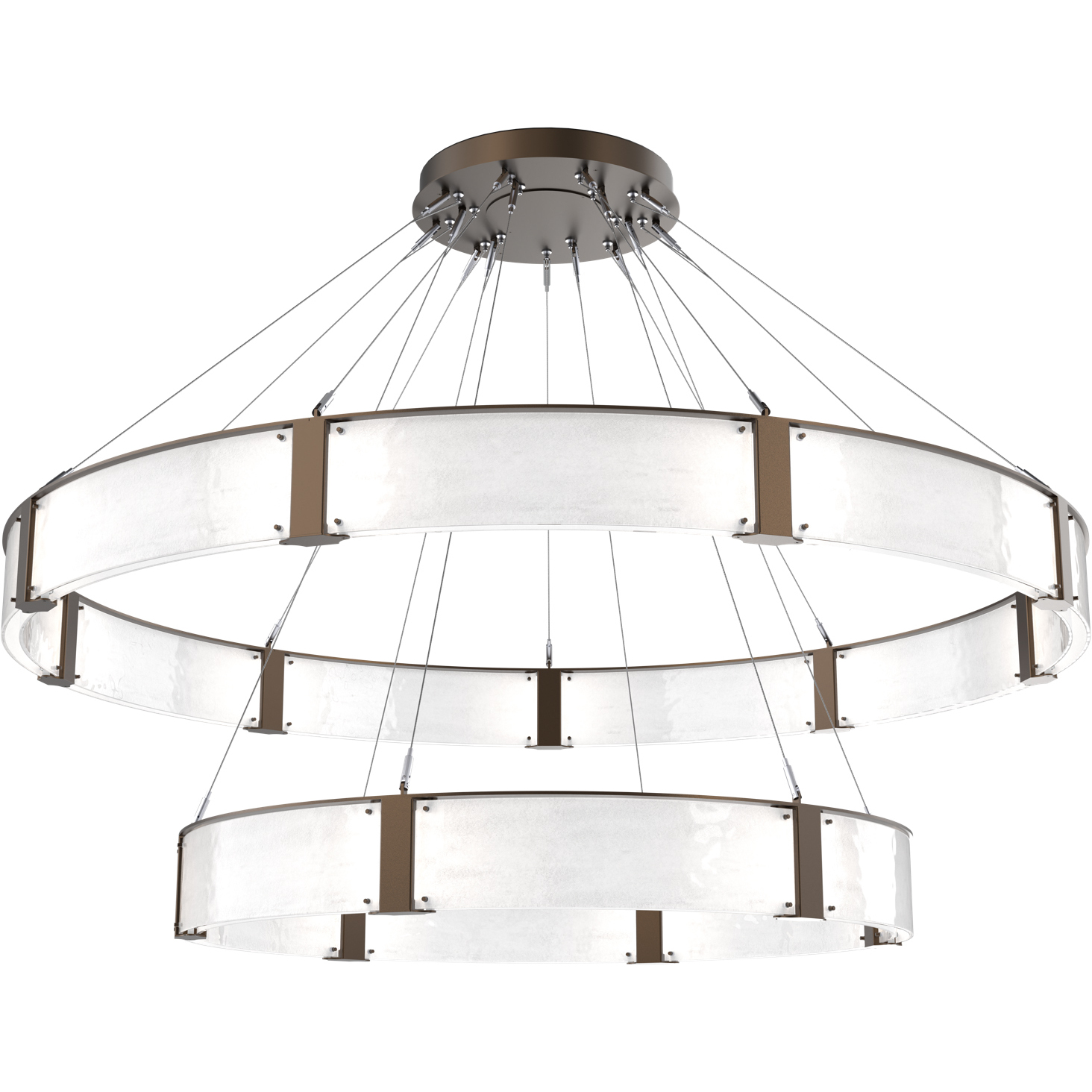 Parallel LED Flat Bronze Chandelier Ceiling Light, Two-Tier Ring