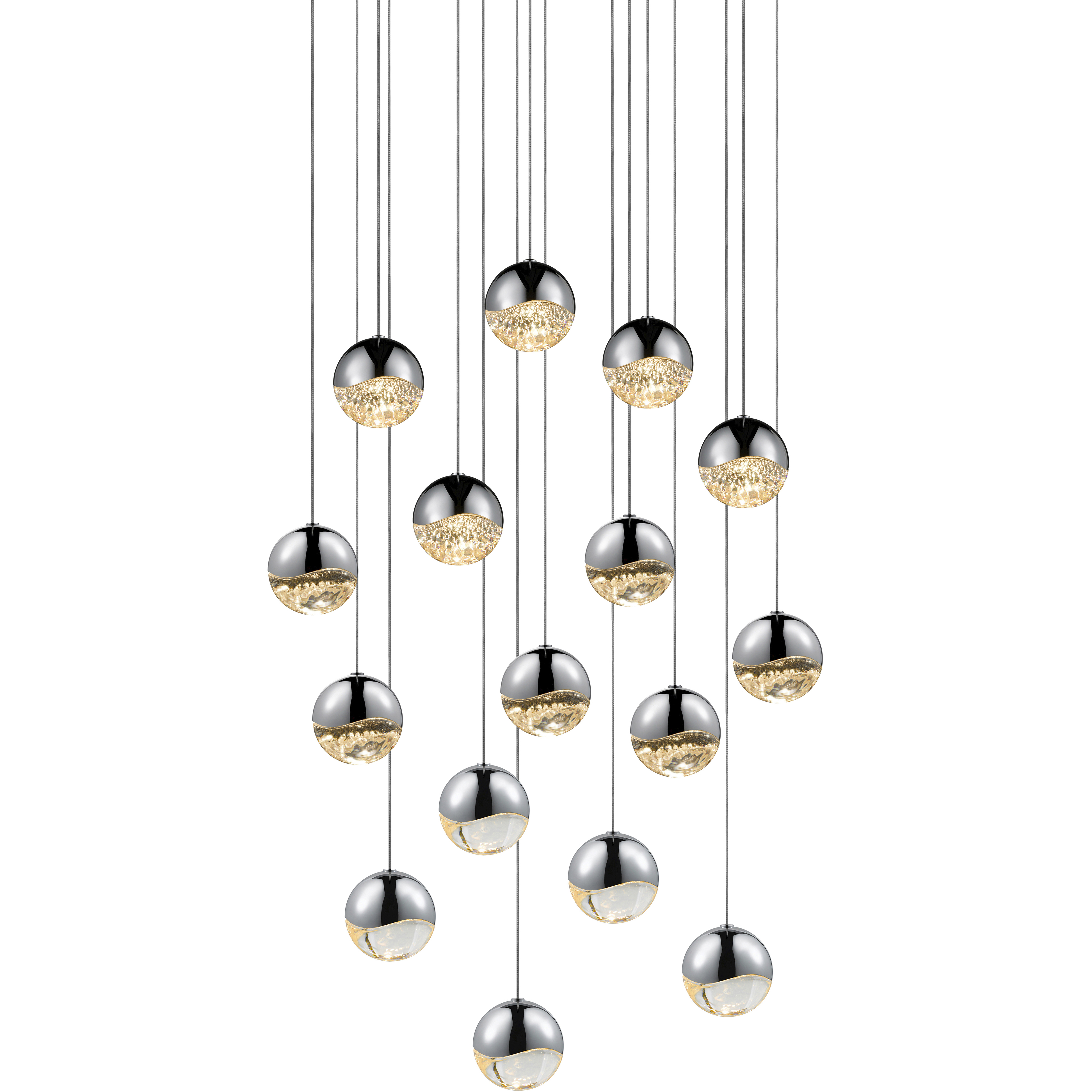 Grapes LED 23 inch Polished Chrome Cluster Pendant Ceiling Light in Clear Glass Lens