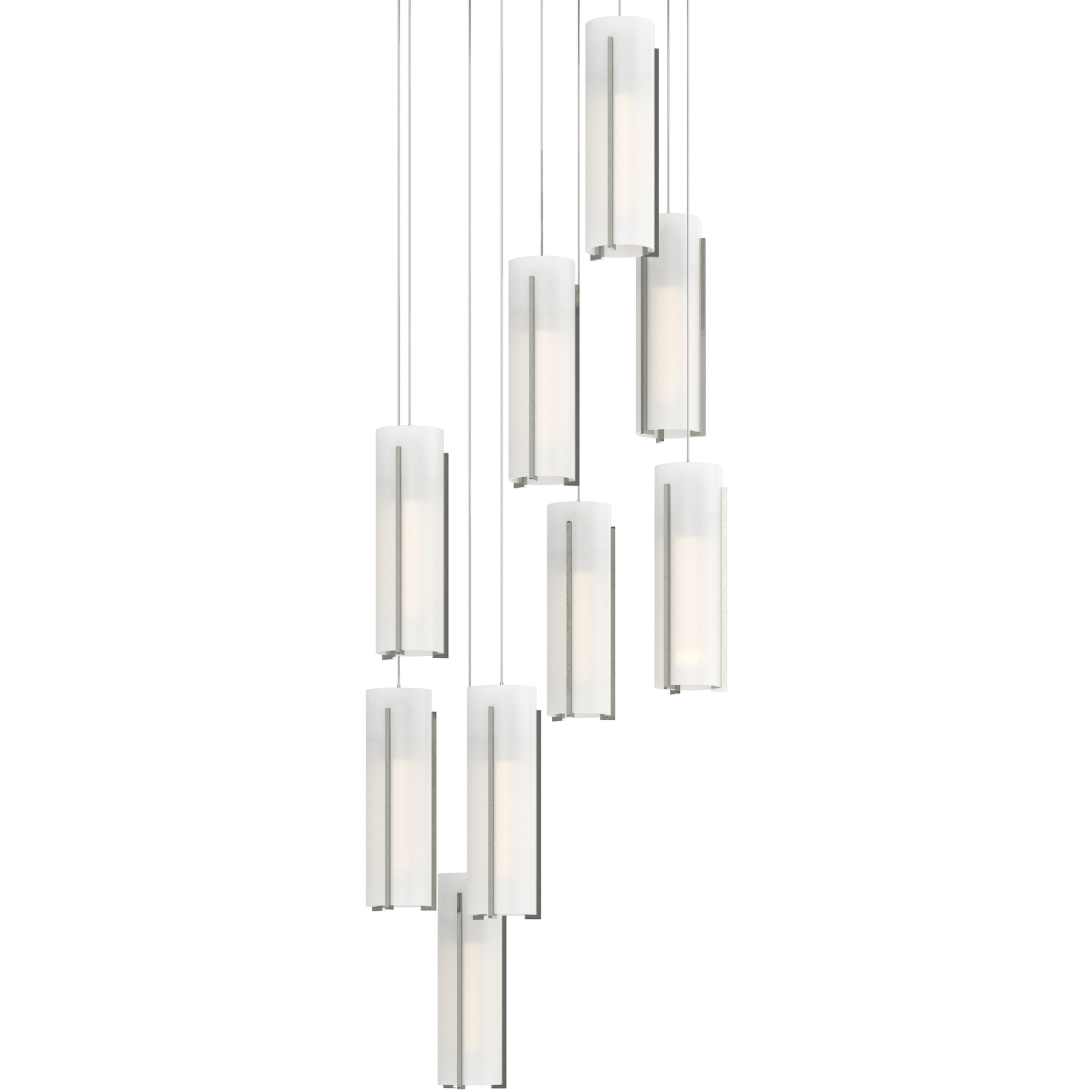 Exos Glass 9 Light 20.5 inch Sterling Pendant Ceiling Light in Opal, Long