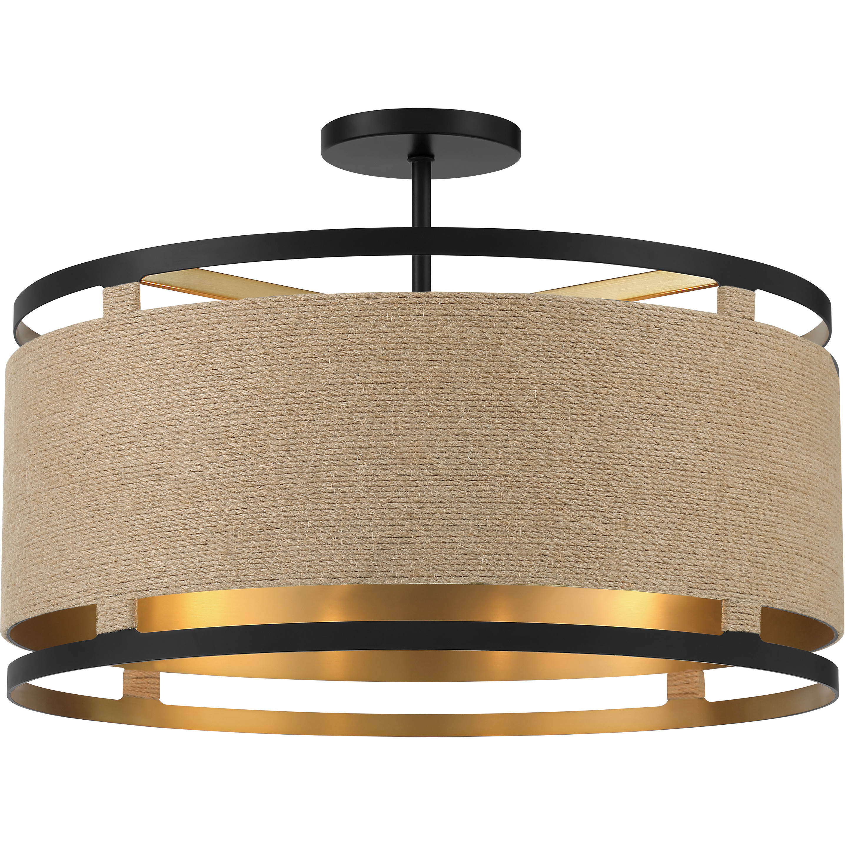 Windward Passage 4 Light 21 inch Coal And Soft Brass Semi-Flush Ceiling Light