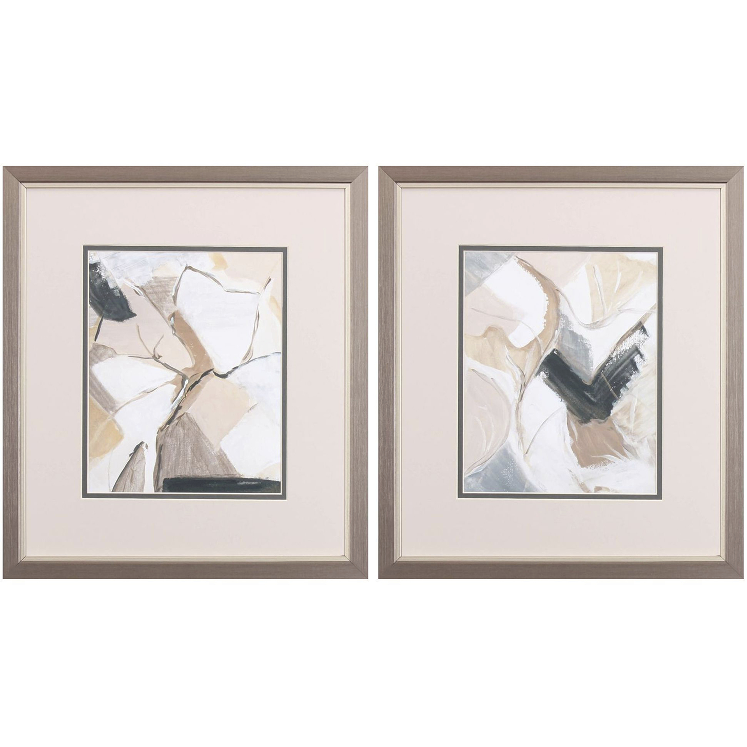 Abstract Green and Brown and Neutral Framed Art, Propac
