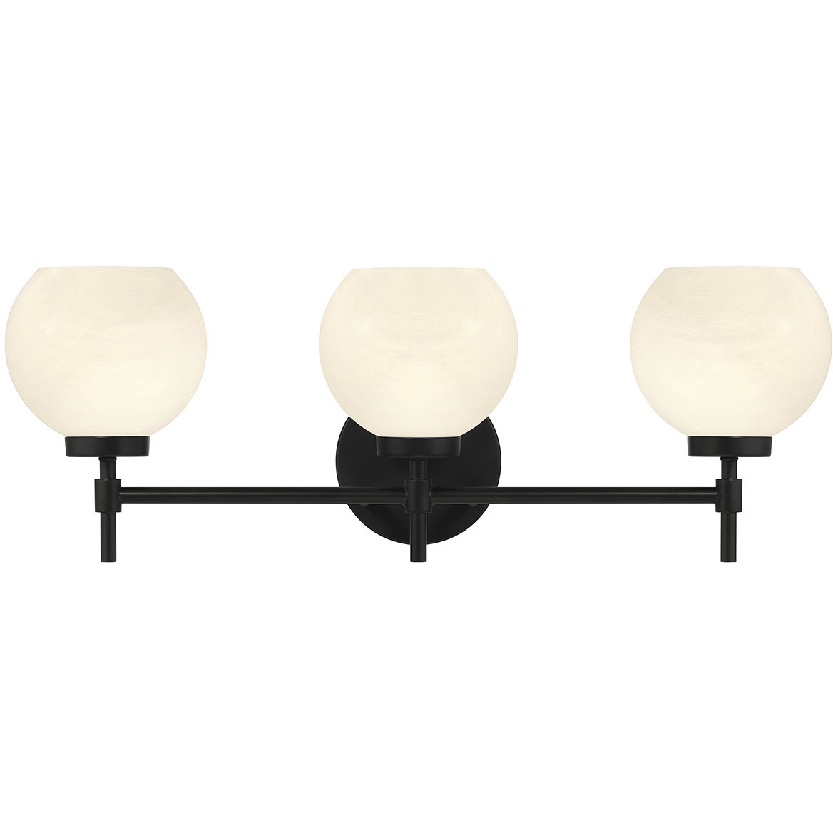 Hannah 3 Light 24 inch Matte Black Bathroom Vanity Light Wall Light, Lighting One