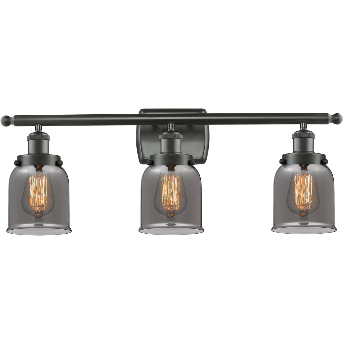 Ballston Small Bell 3 Light 26 inch Oil Rubbed Bronze Bath Vanity Light Wall Light in Plated Smoke Glass, Ballston