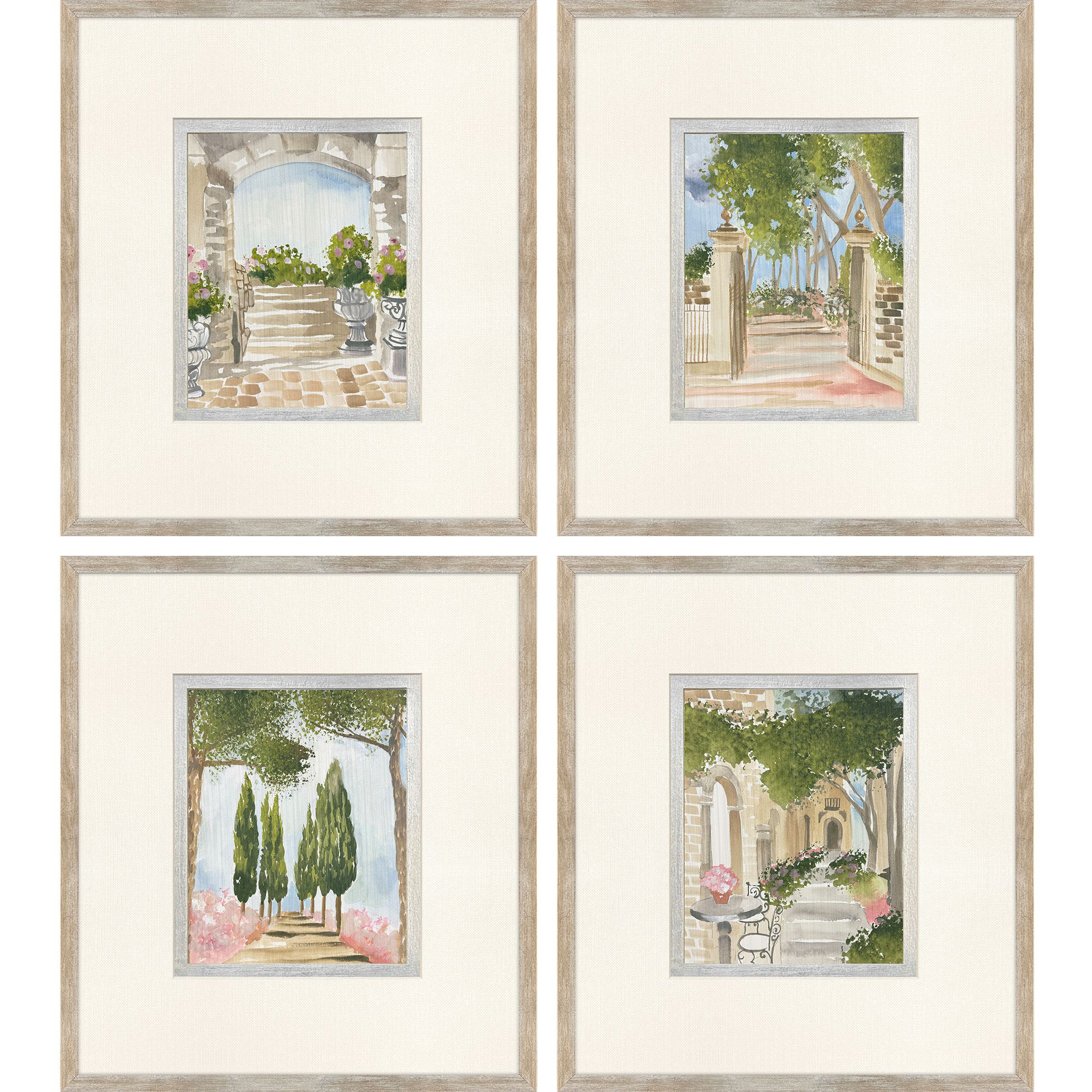 Garden Retreat I Green and Brown and Pink and White Framed Art, The Studio