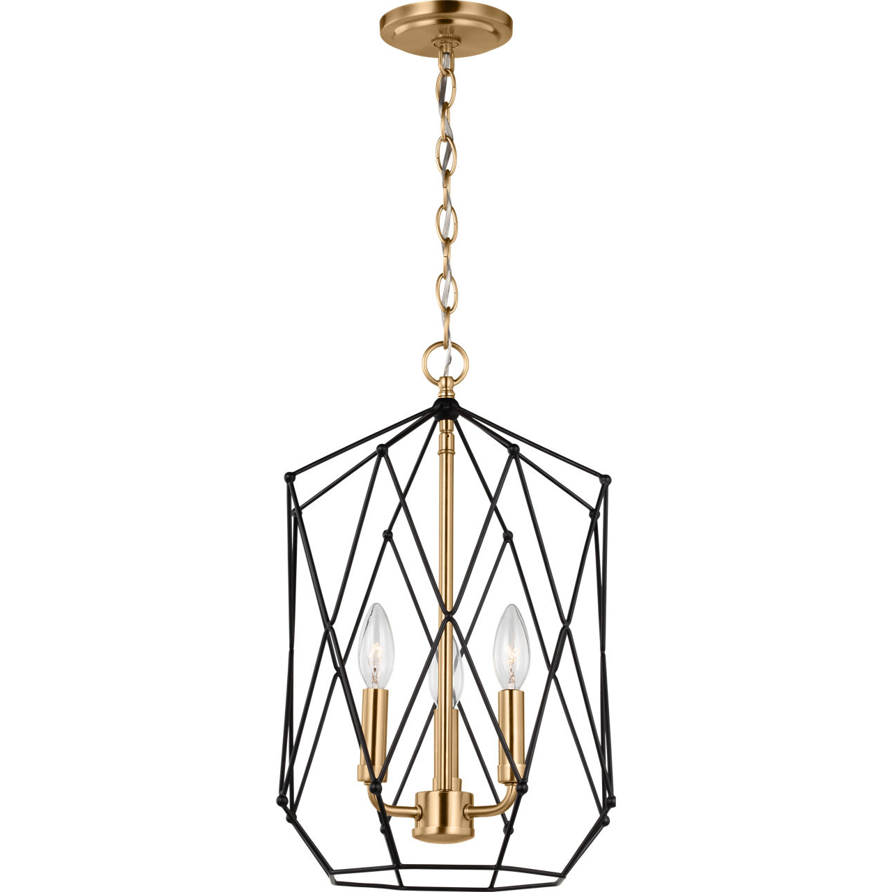 Zarra 3 Light 12 inch Satin Brass Pendant Ceiling Light
