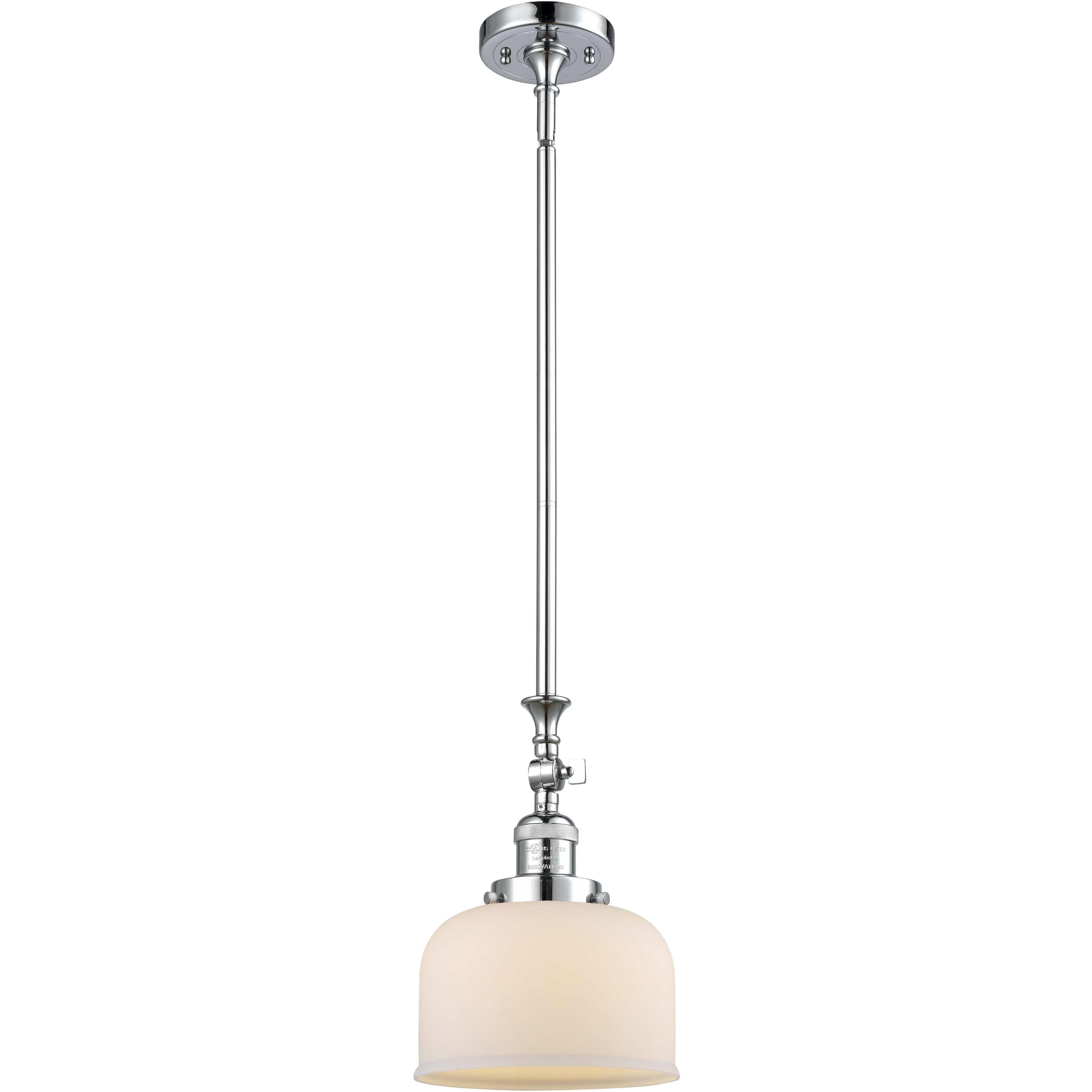 Franklin Restoration Bell LED 8 inch Polished Chrome Mini Pendant Ceiling Light in Matte White, Franklin Restoration