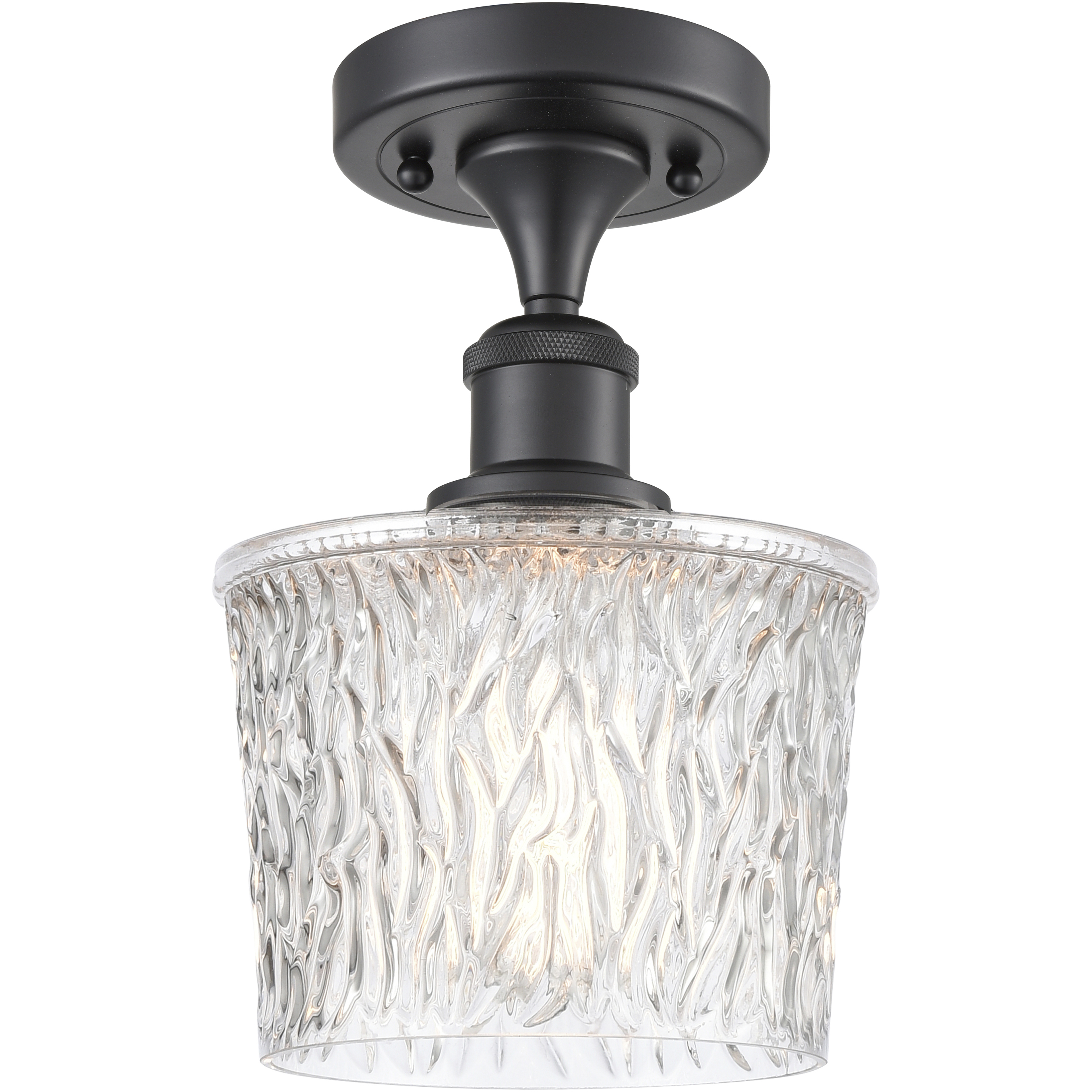 Edison Niagra 1 Light 7 inch Matte Black Semi-Flush Mount Ceiling Light